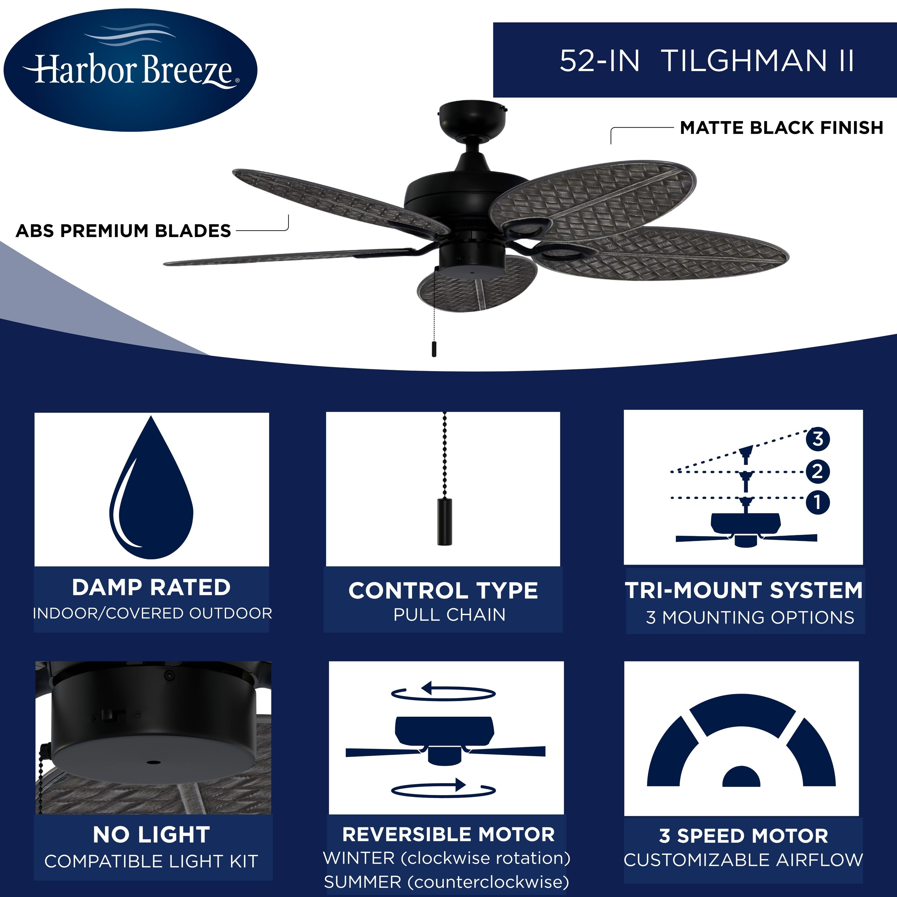 Harbor Breeze WCK52MBK5D Ceiling-Fans - View #3