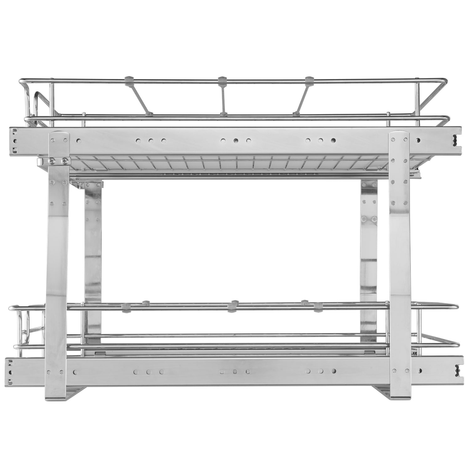 Wooakway - 2 Tier 14inWx21inDx15inH Pull Out Cabinet Organizer Heavy Duty Slide Out Pantry Shelve...