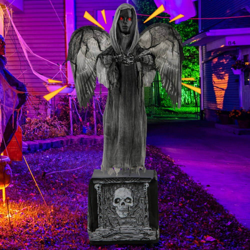 Boyel Living Spooky 5.5ft Moving Angel with Light-Up Eyes and