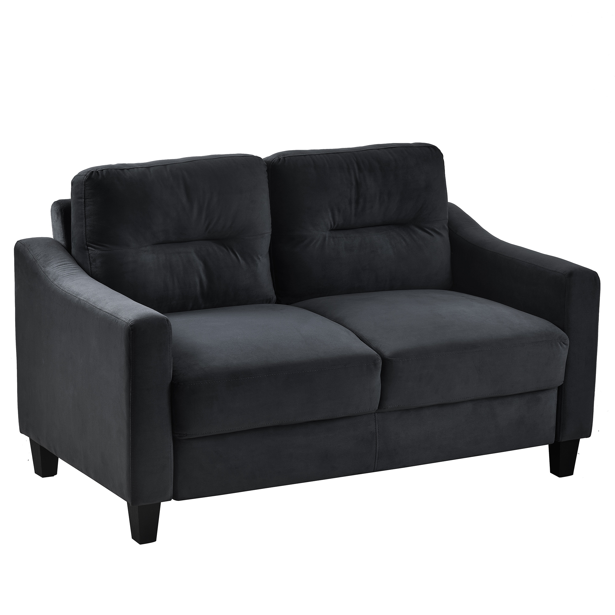 Bybafun YD2300013 54.3-in Modern Black Velvet 2 -seater Loveseat