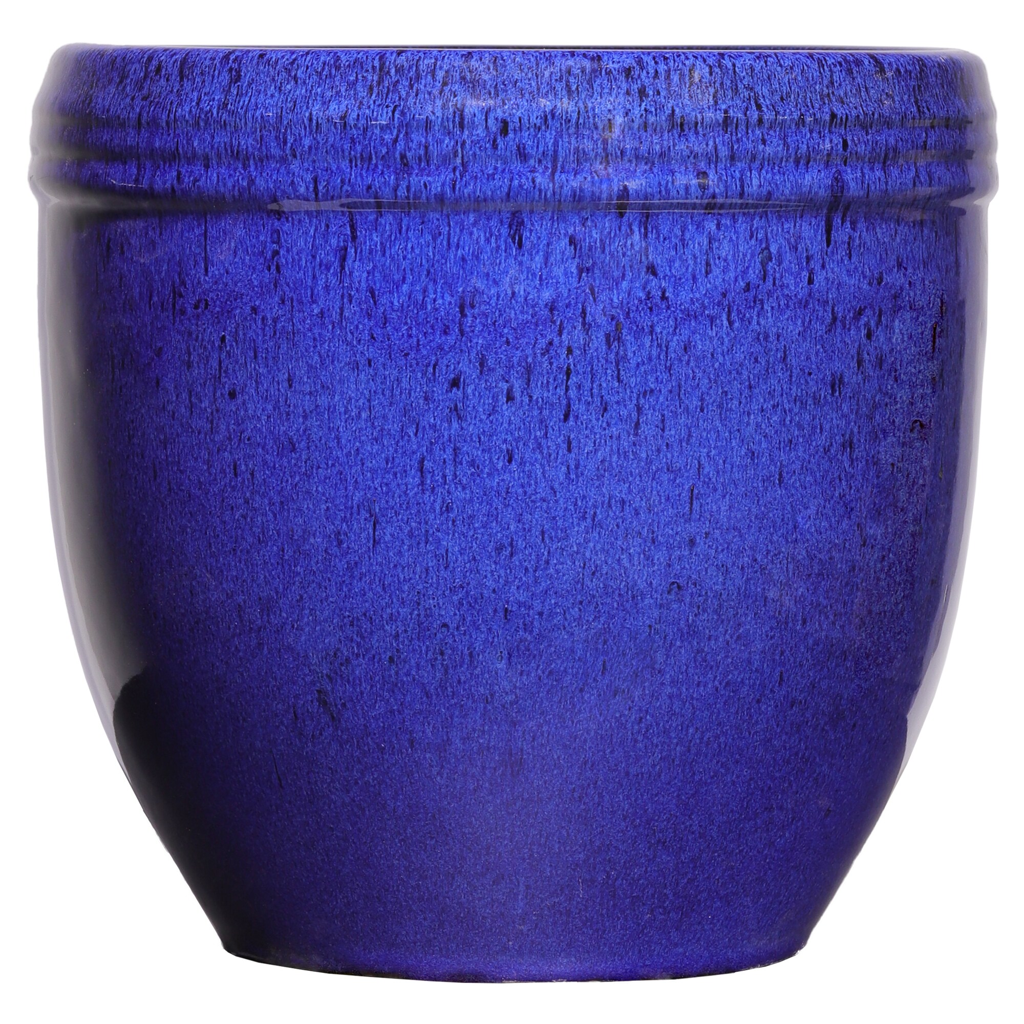 NEW ITEM 5" Round Glazed Ceramic Bonsai Pot in Variegated Azure Blue. 