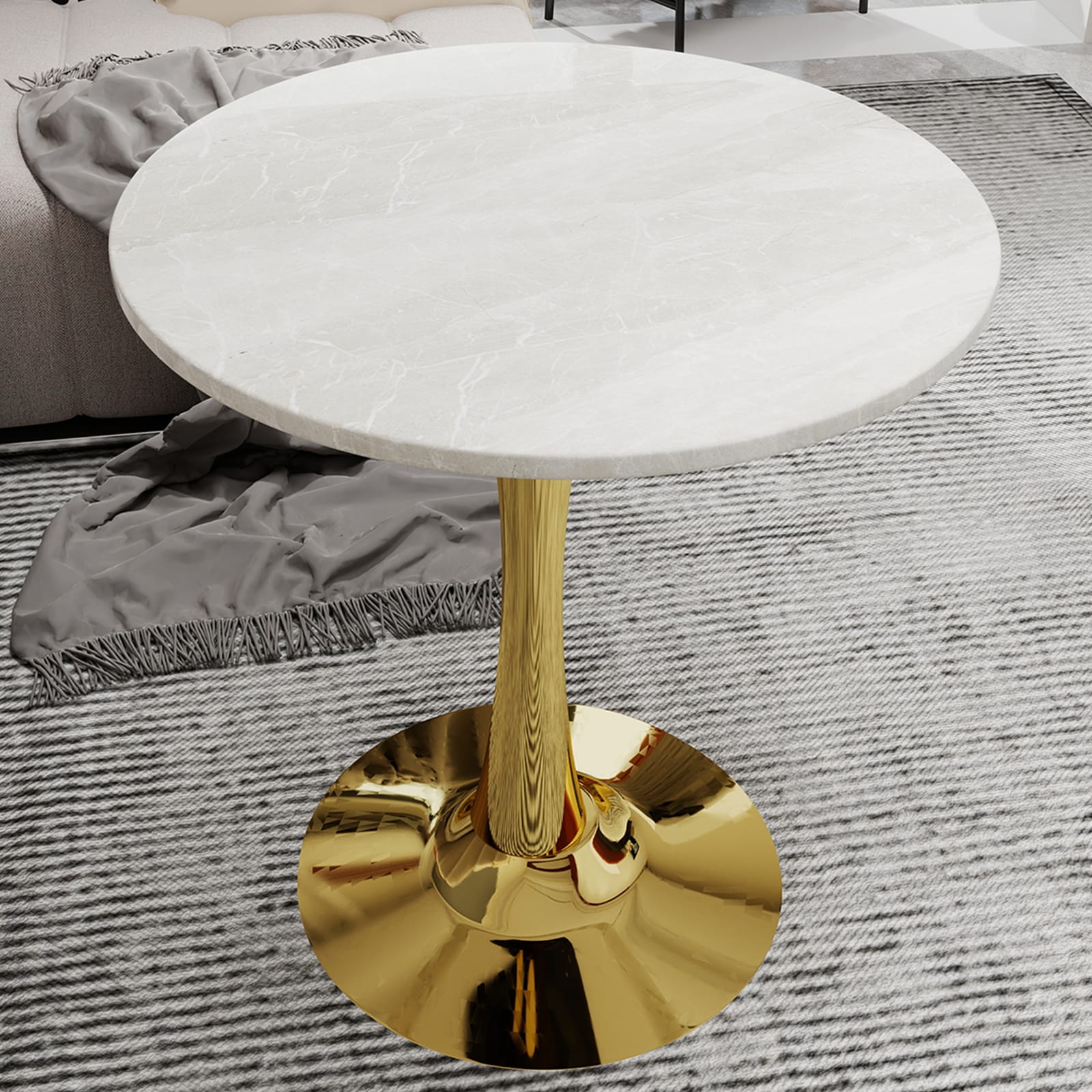 Tinyhomie 27.6-inch gold coffee table mid-century modern style dining ...