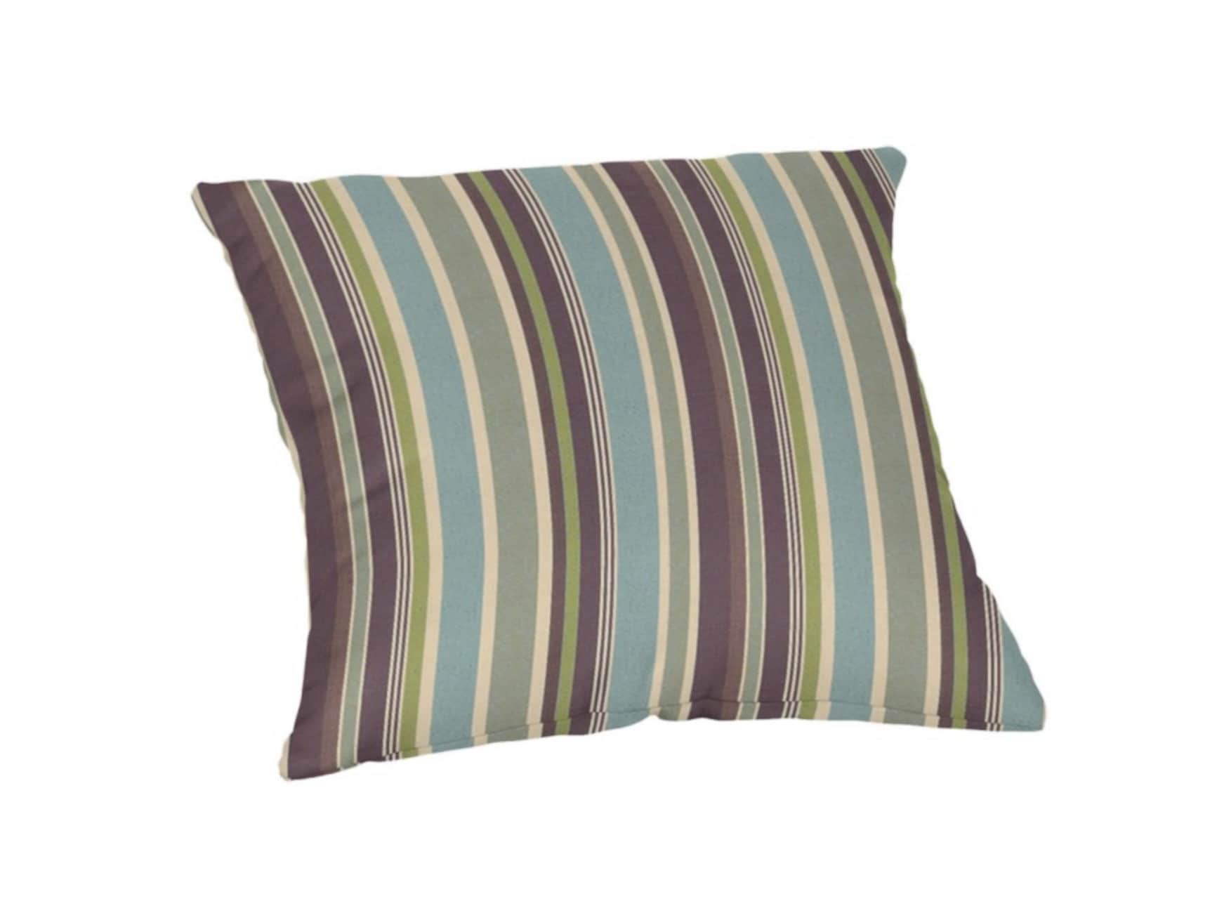 Sunbrella DS2854-3348 Pillows Striped Blue Square Throw Pillow