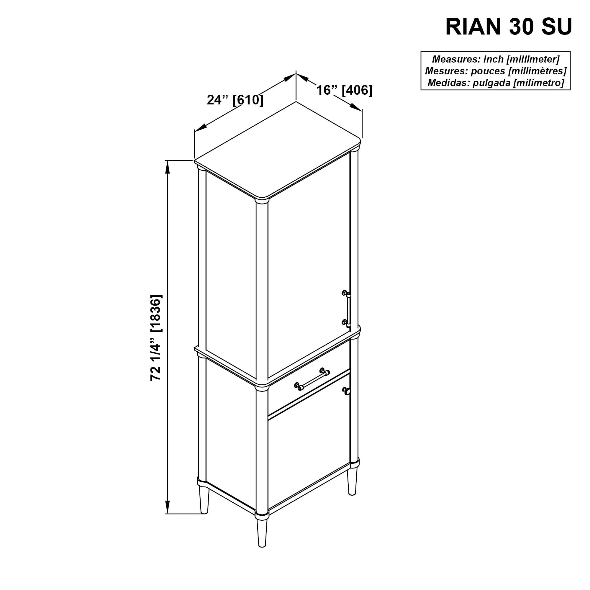 allen + roth Rian 24-in x 72-in x 16-in Walnut Wood Freestanding