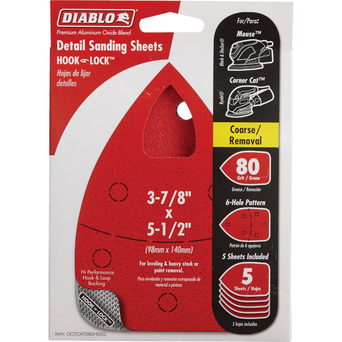 Freud Diablo 80-Grit Mouse Sanding Sheets 4-3/16 x 6-3/4 in 5-Pack