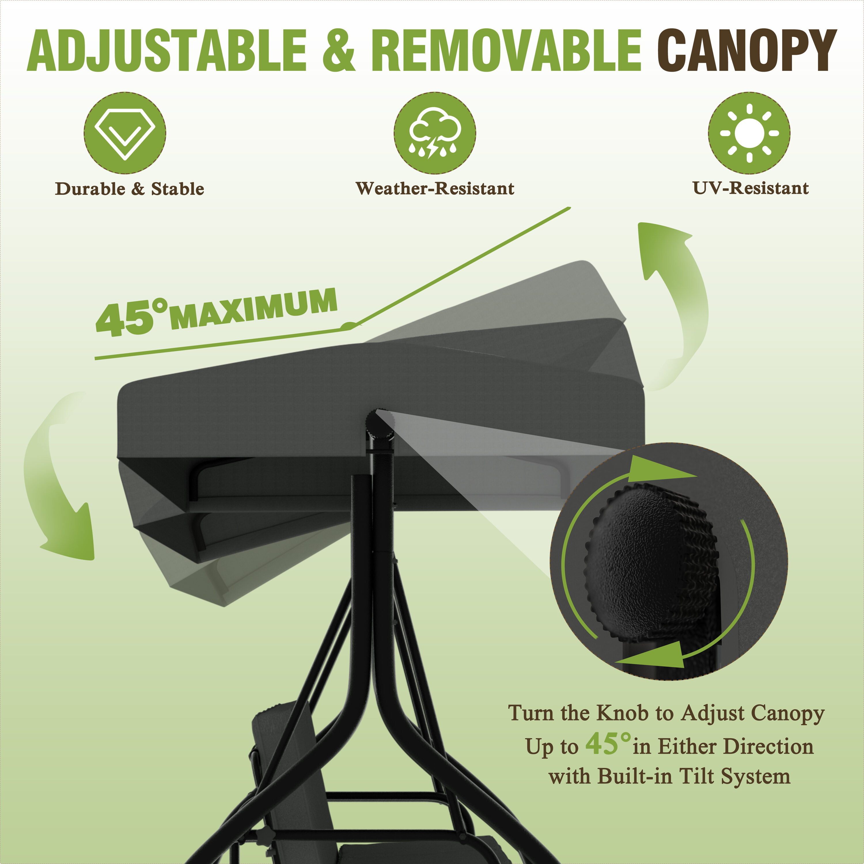 VEIKOUS 2-In-1 Convertible Swing 3-person Gray Steel Outdoor