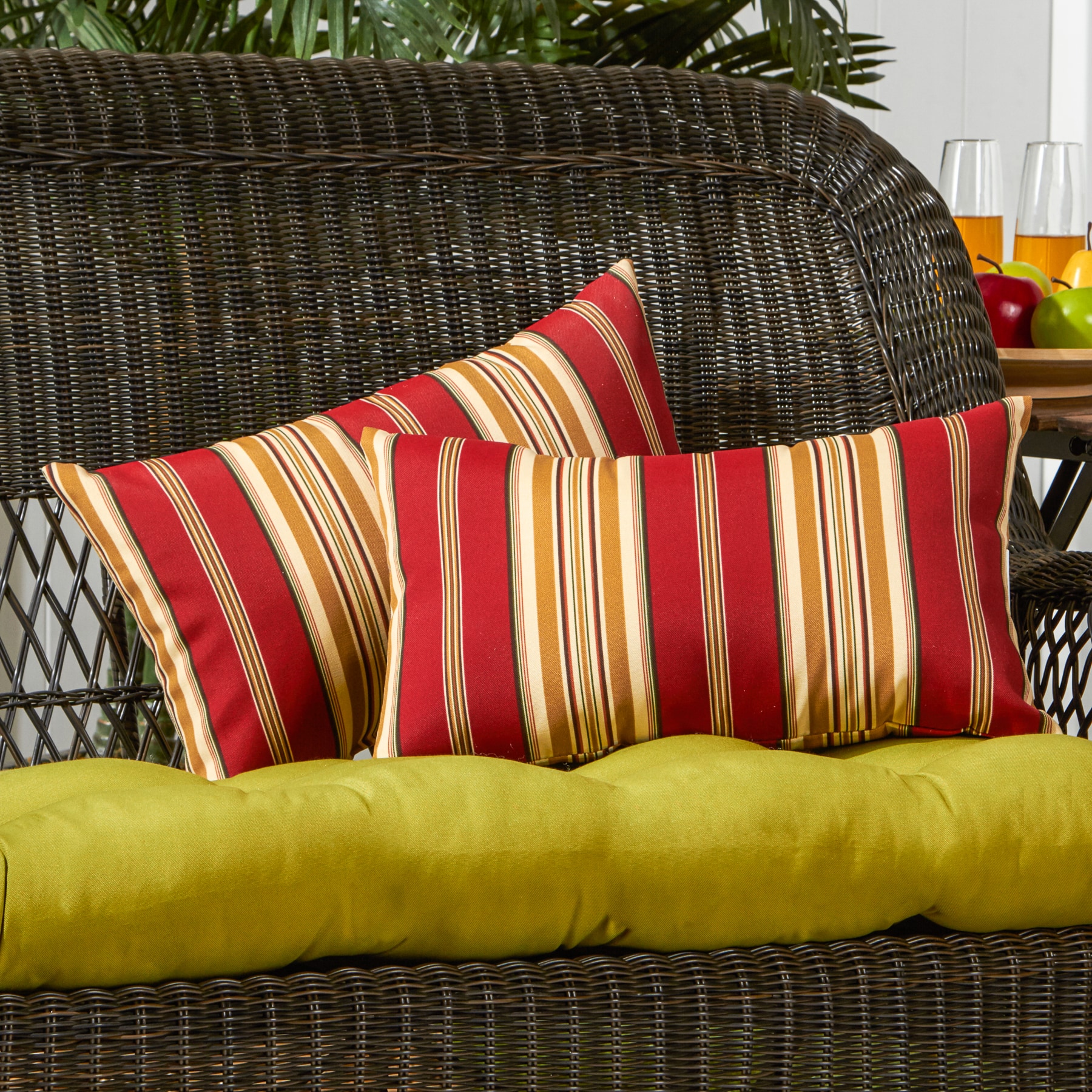Roma Stripe Rectangular Outdoor Throw Pillows Set