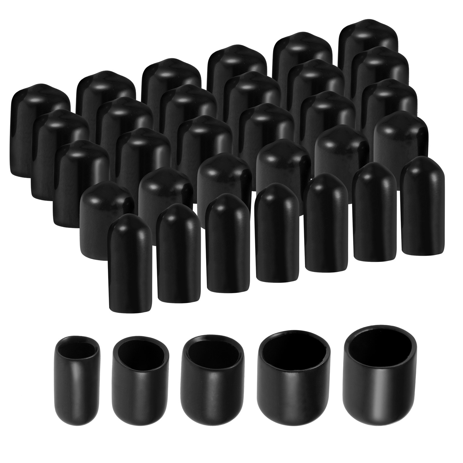 Unique Bargains 100pcs Round Rubber End Caps 1/4 Inch 3/8 Inch 1/2 Inch 5/8 Inch 3/4 Inch Black Vinyl Cover Screw Thread Protectors Assortment Kit