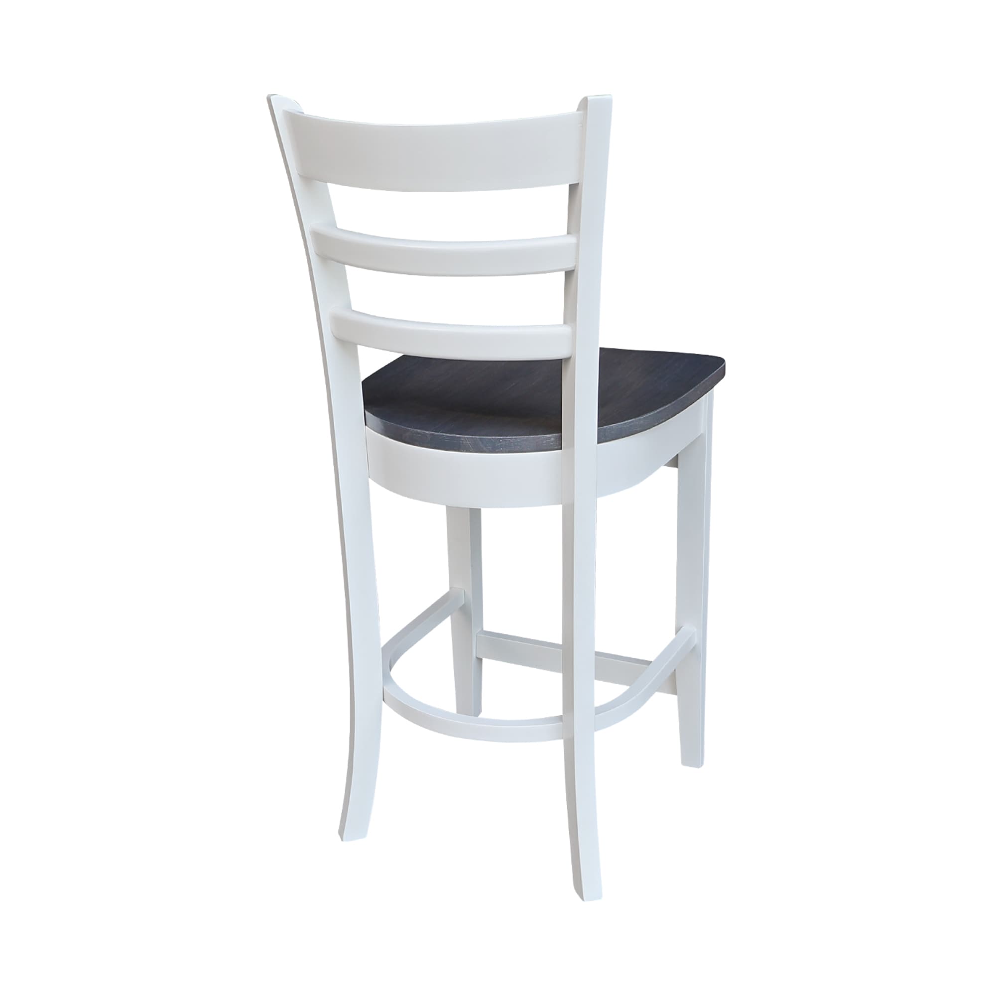Emily 24" Solid Parawood Counterheight Stool in Hickory/Washed Coal