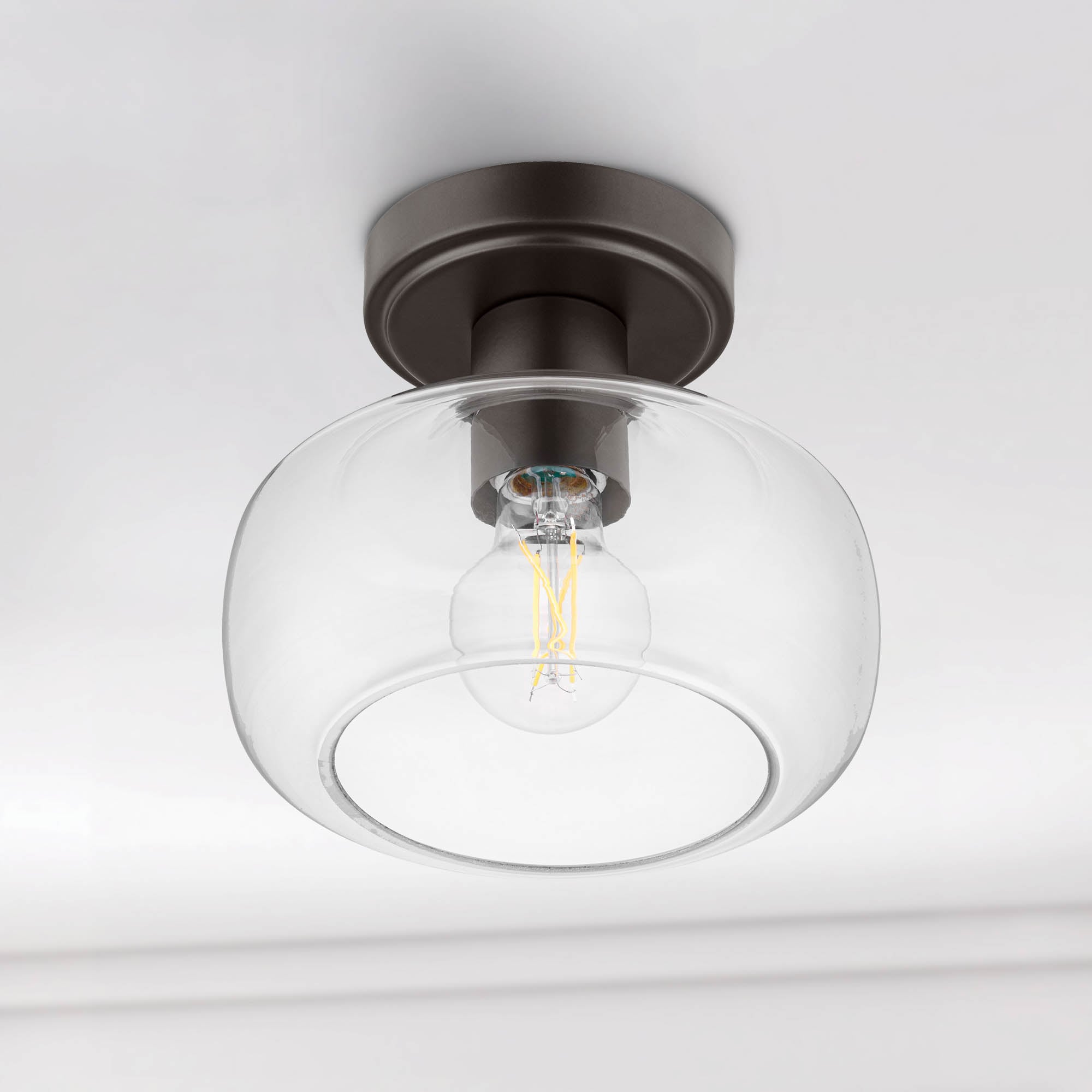 allen + roth 43562 Hodges 1 -Light 8-in Matte Bronze Semi Flush Mount Light