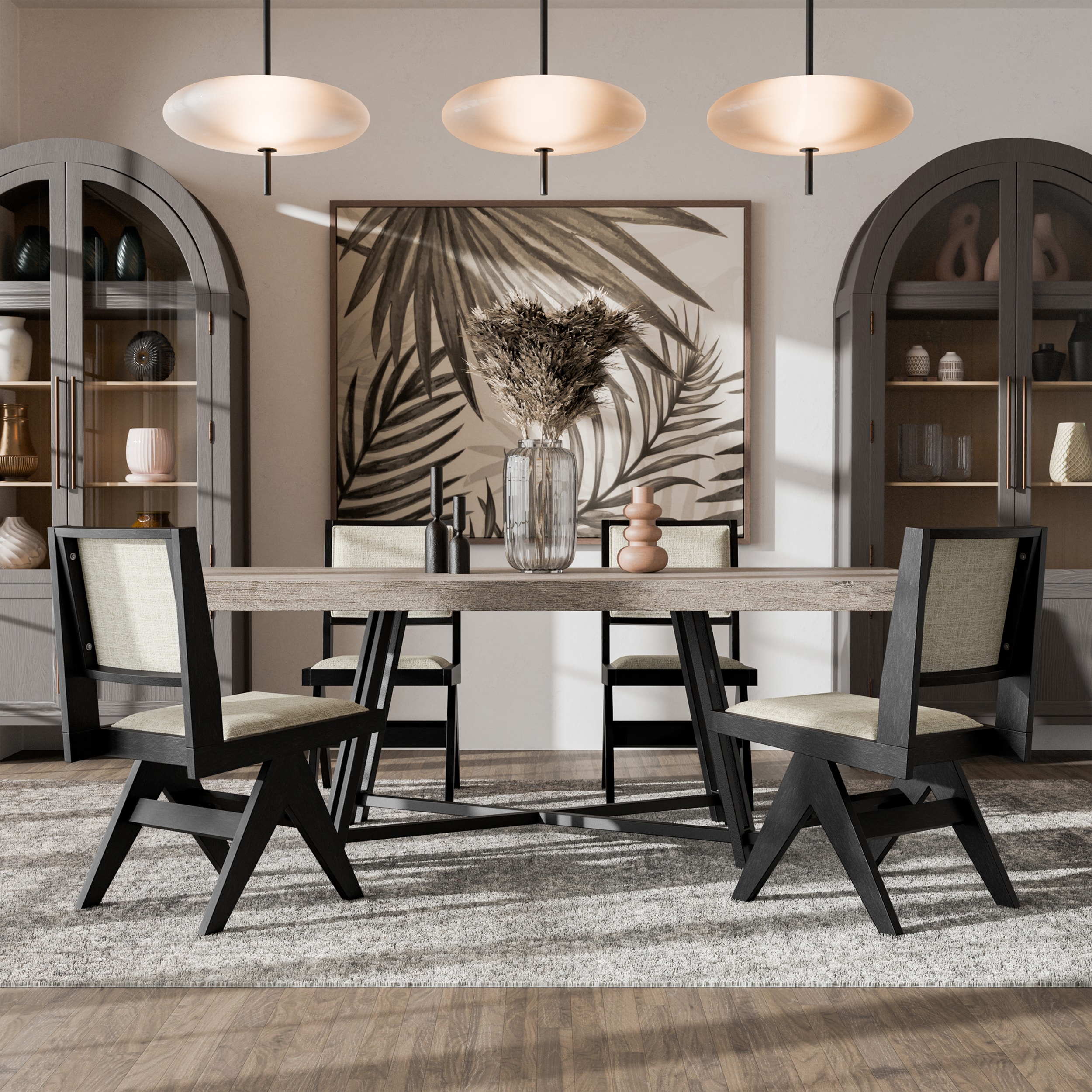 Furniture of America IDF-N3222BKT5PC Rufus Black Contemporary/Modern Dining Room Set with Rectangular Table ( Seats 4 )
