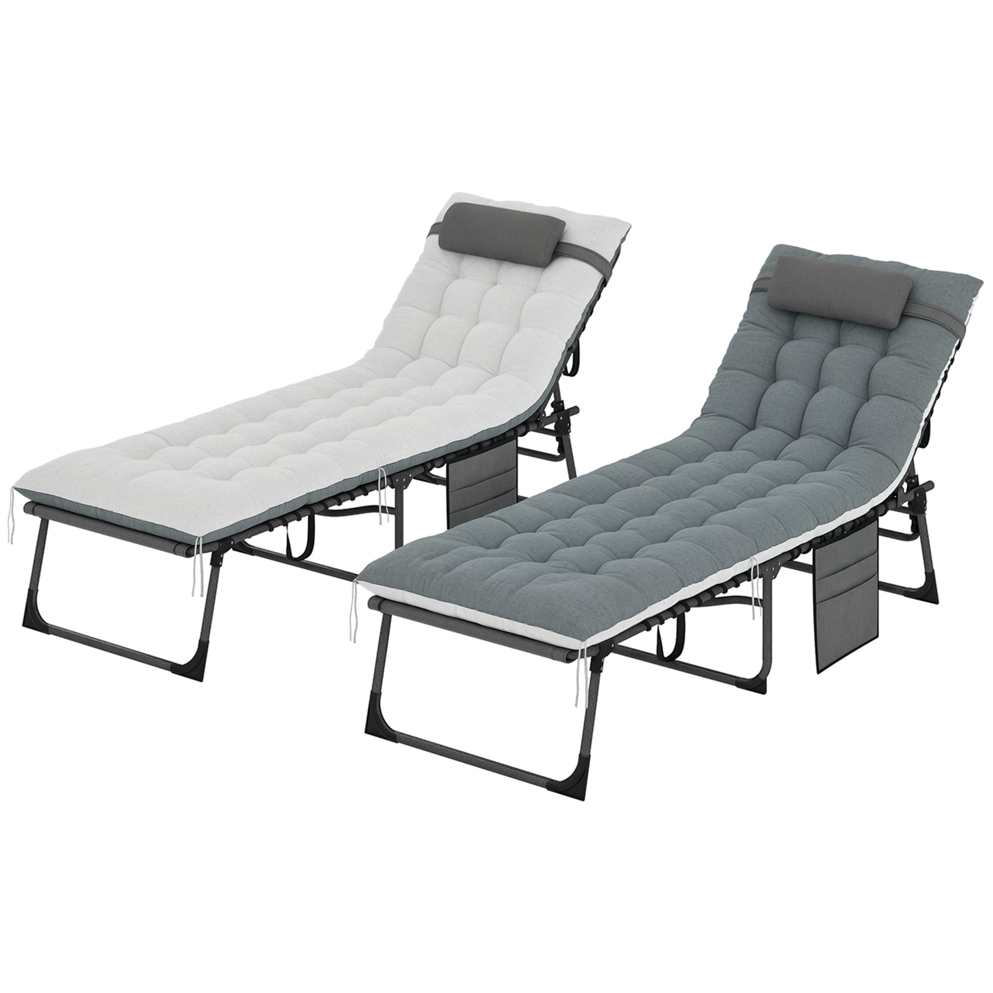 Tinyhomie Folding Chaise Lounge Pool Chair with Reclining Back Cushion ...