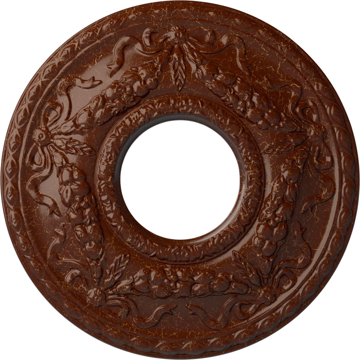 Ekena Millwork CM26HUBMC Hurley 22.125-in W x 22.125-in L Painted Burnished Mahogany Crackle Polyurethane Whole Ceiling Medallion
