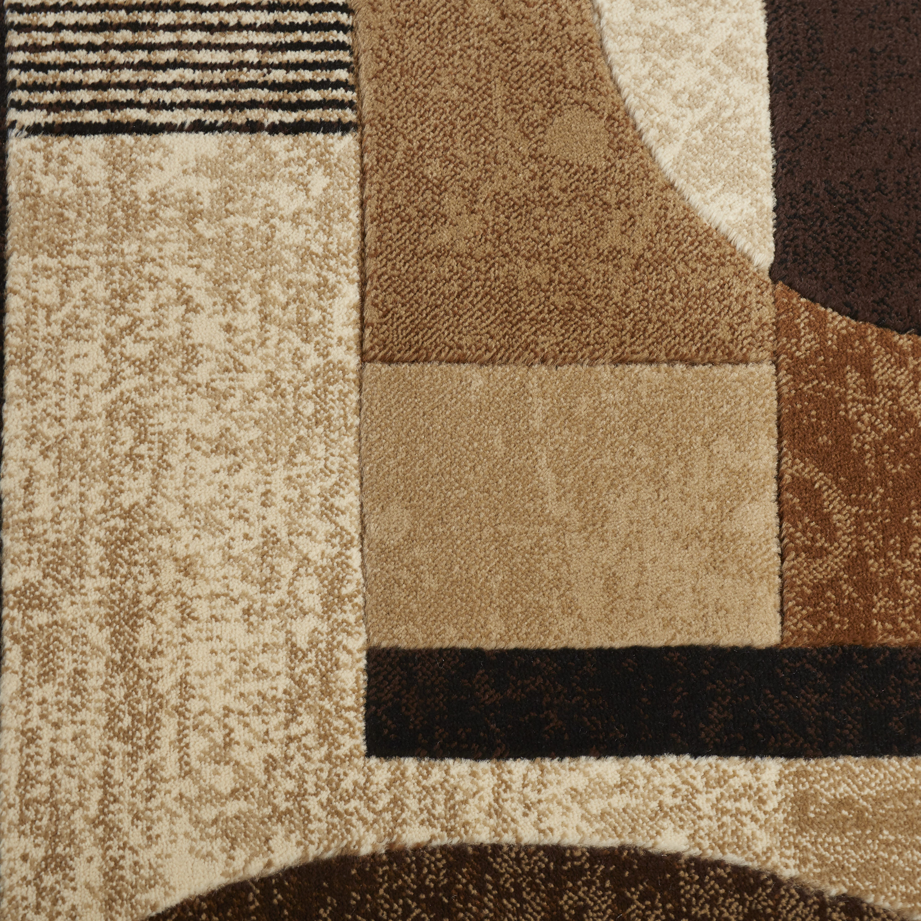 Brown and Beige Geometric Synthetic 8' x 10' Area Rug