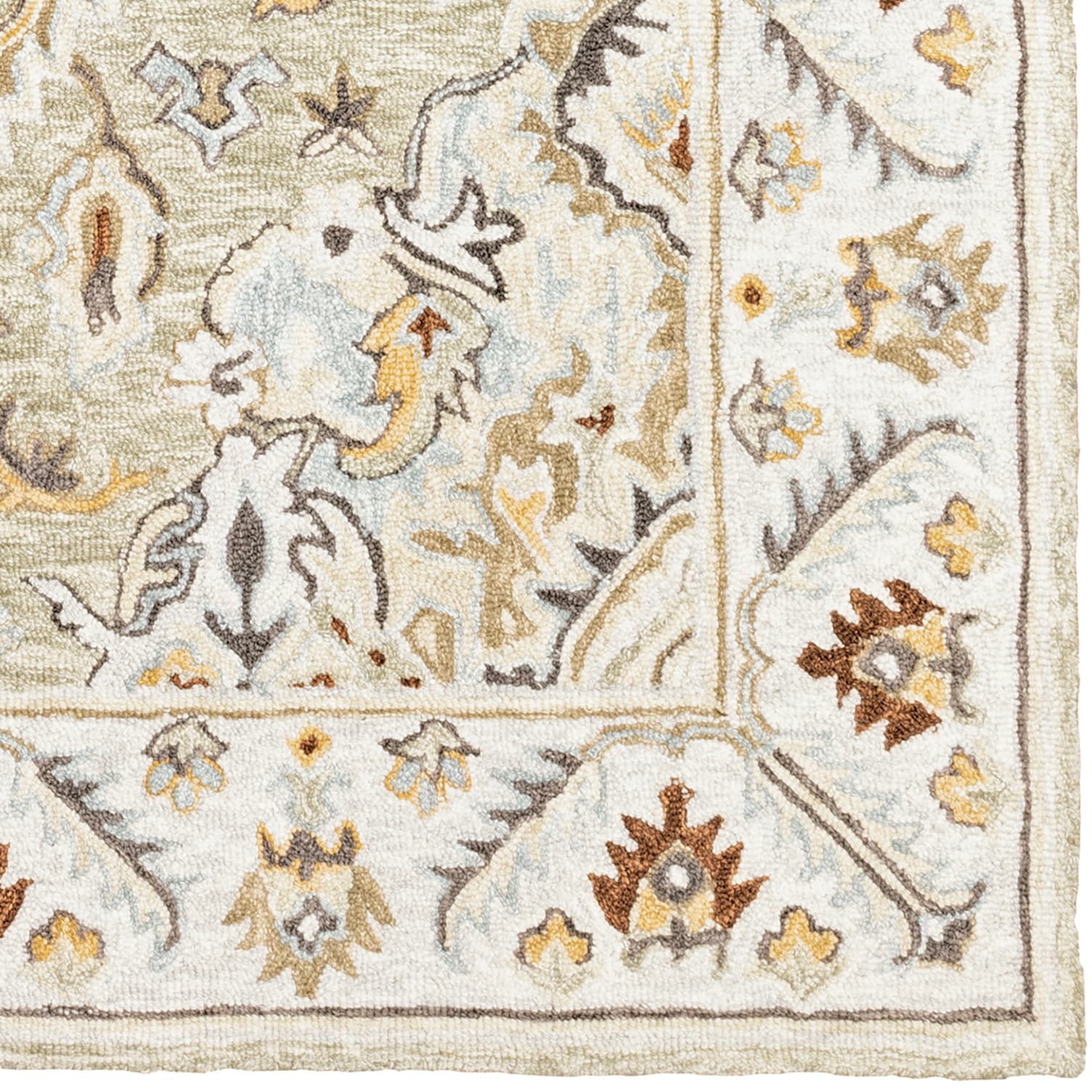 Handmade Brown and White Wool Medallion Rug, 5' x 8'