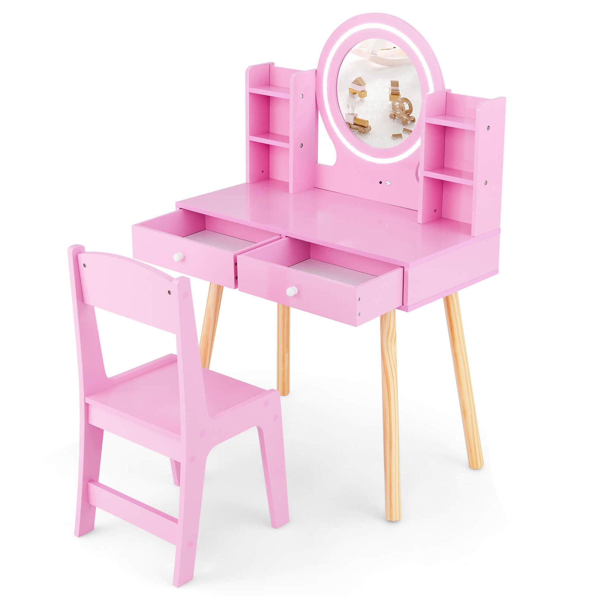 Costway HCST05216 13.5-in Pink Makeup Vanity
