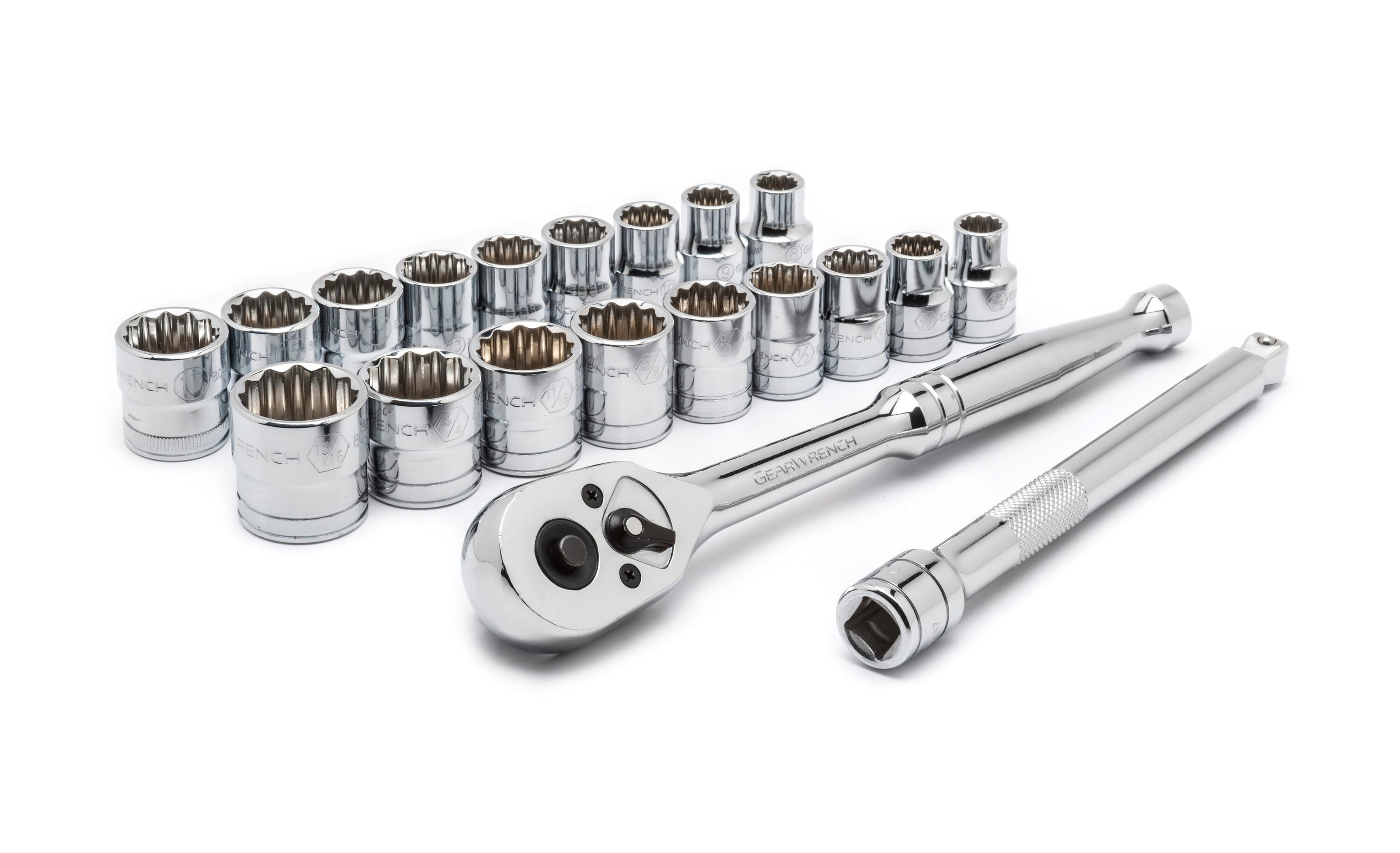 GEARWRENCH 8801A 3/8-in Drive Standard (SAE) and Metric Shallow Socket Set 20 -Pieces