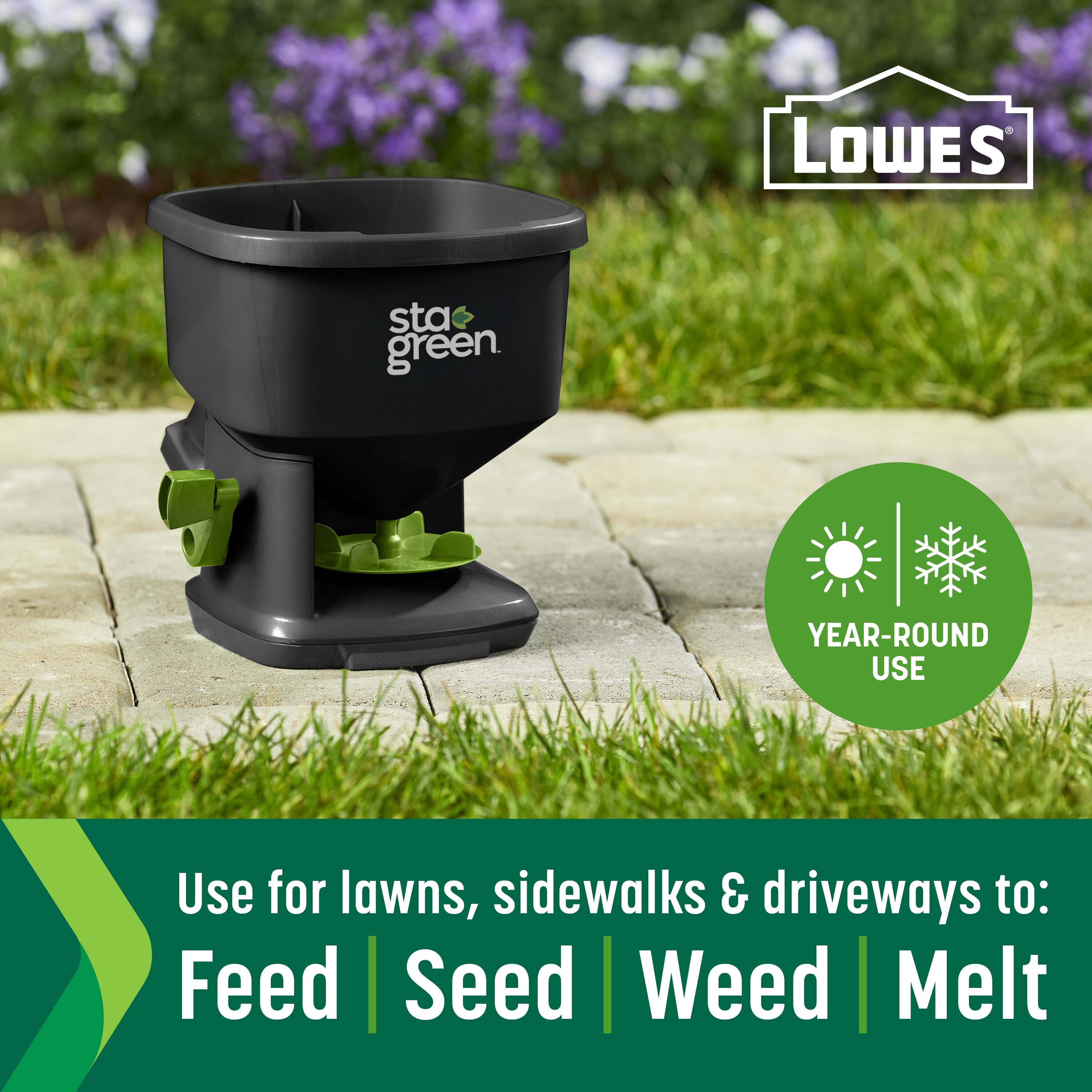 Sta-Green 8-lb Hand Powered Handheld Compatible with Ice Melt, Salt and Fertilizer