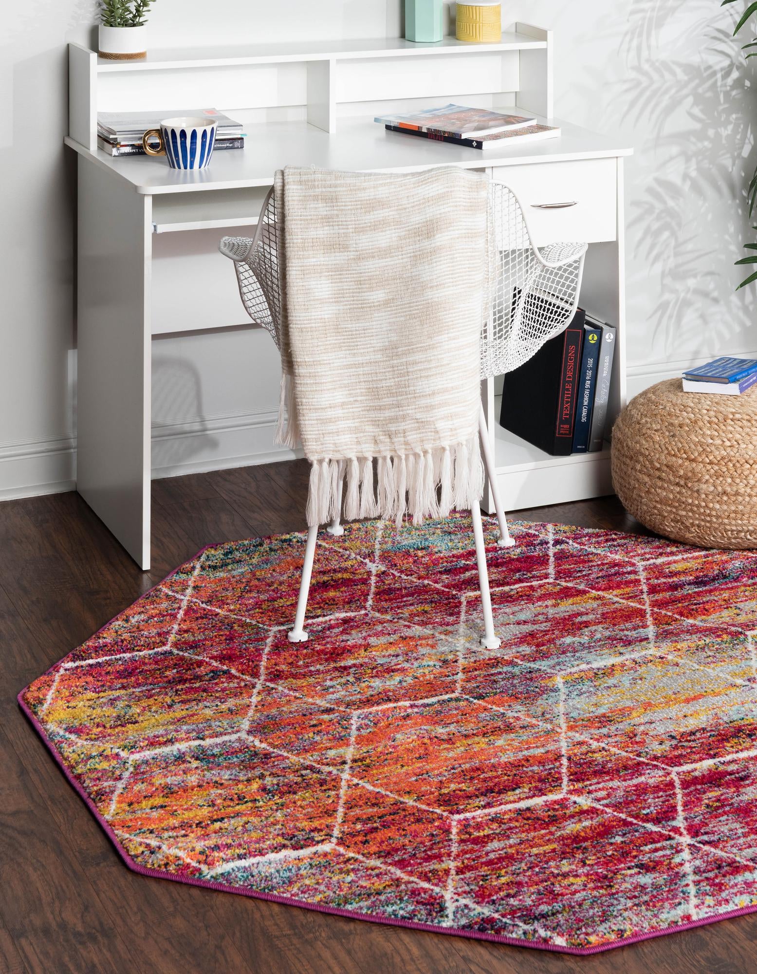 Colorful Synthetic Octagon Trellis Geometric Area Rug