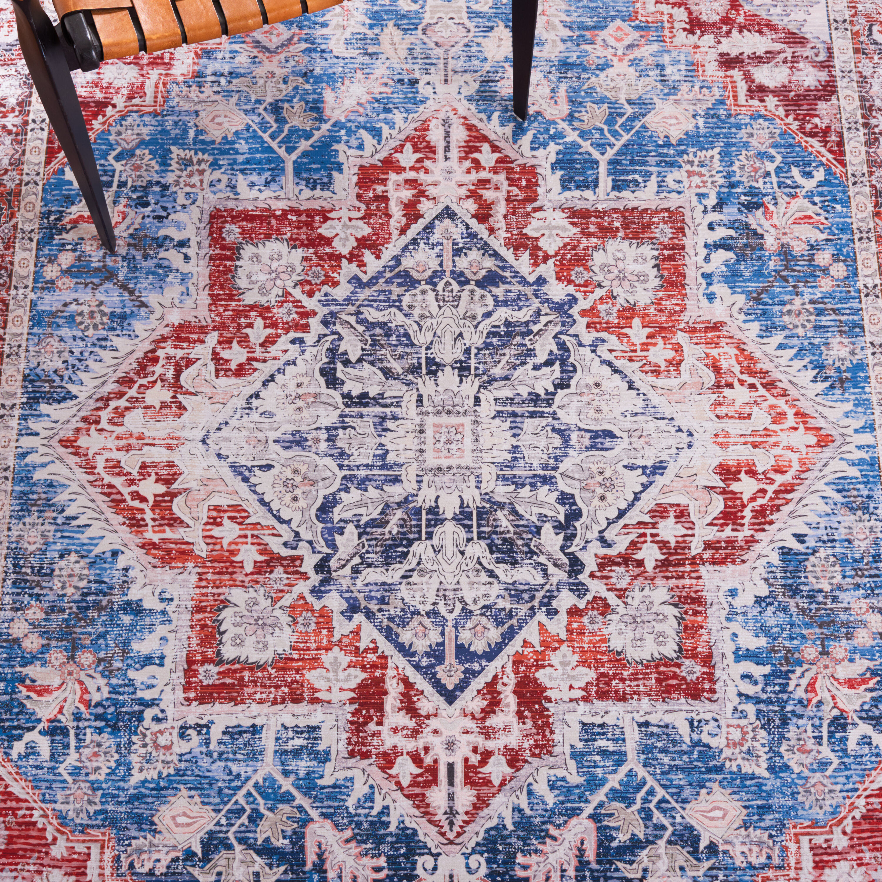 Elegant Blue Synthetic 8' x 10' Hand-Knotted Easy-Care Area Rug