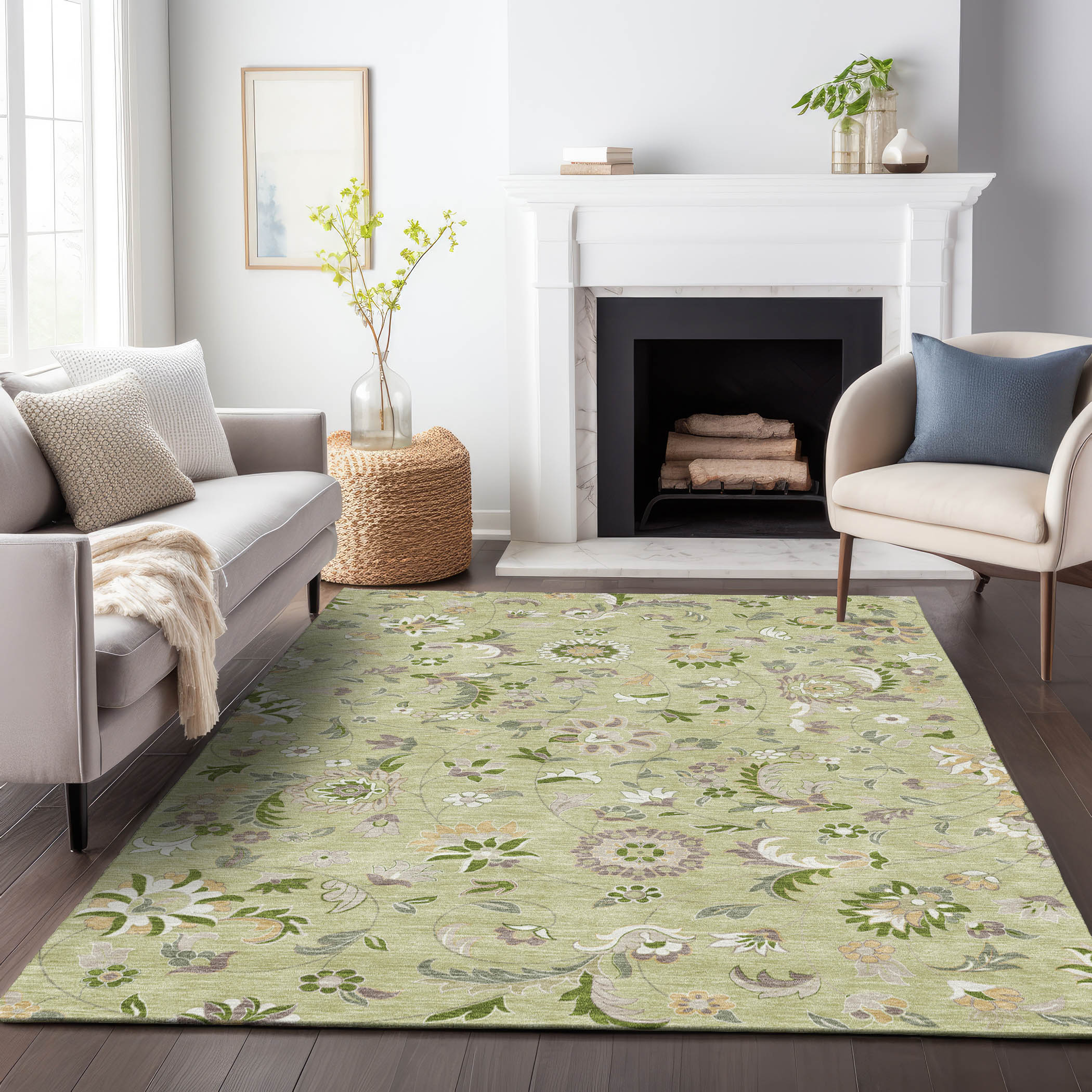 Addison Rugs ACN1006AL5X8 Chantille ACN1006AL 5 x 7 (ft) Polyester Aloe Rectangular Indoor/Outdoor Geometric Machine washable Area rug