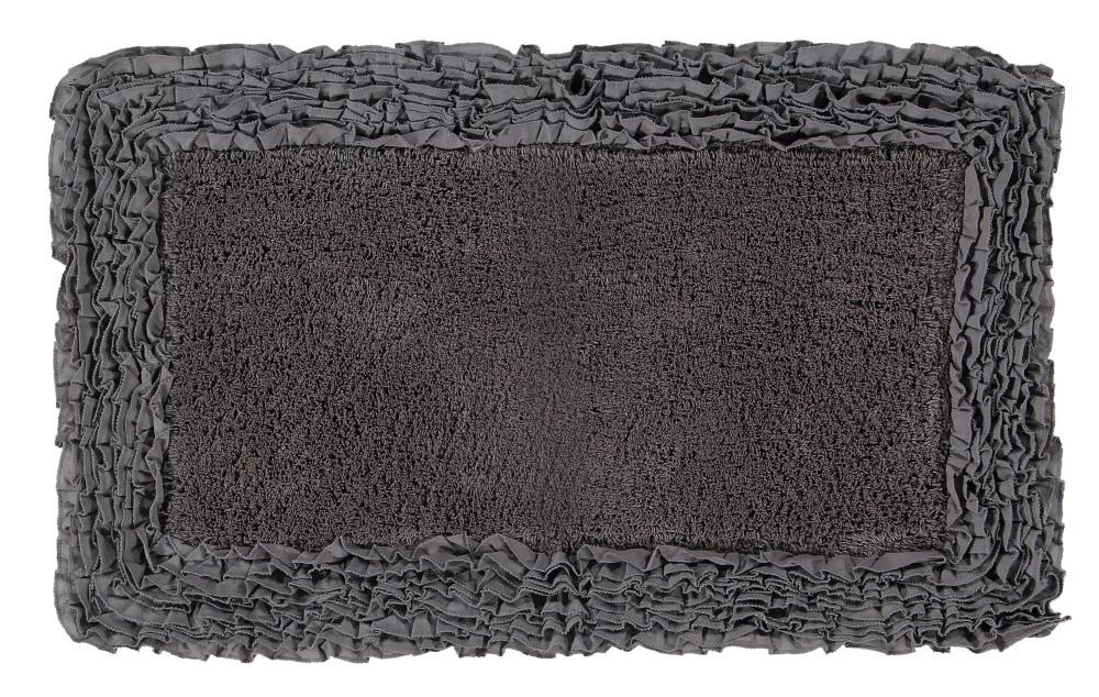 Cozy Cotton Shaggy 21"x34" Bath Rug with Ruffle Border - Gray
