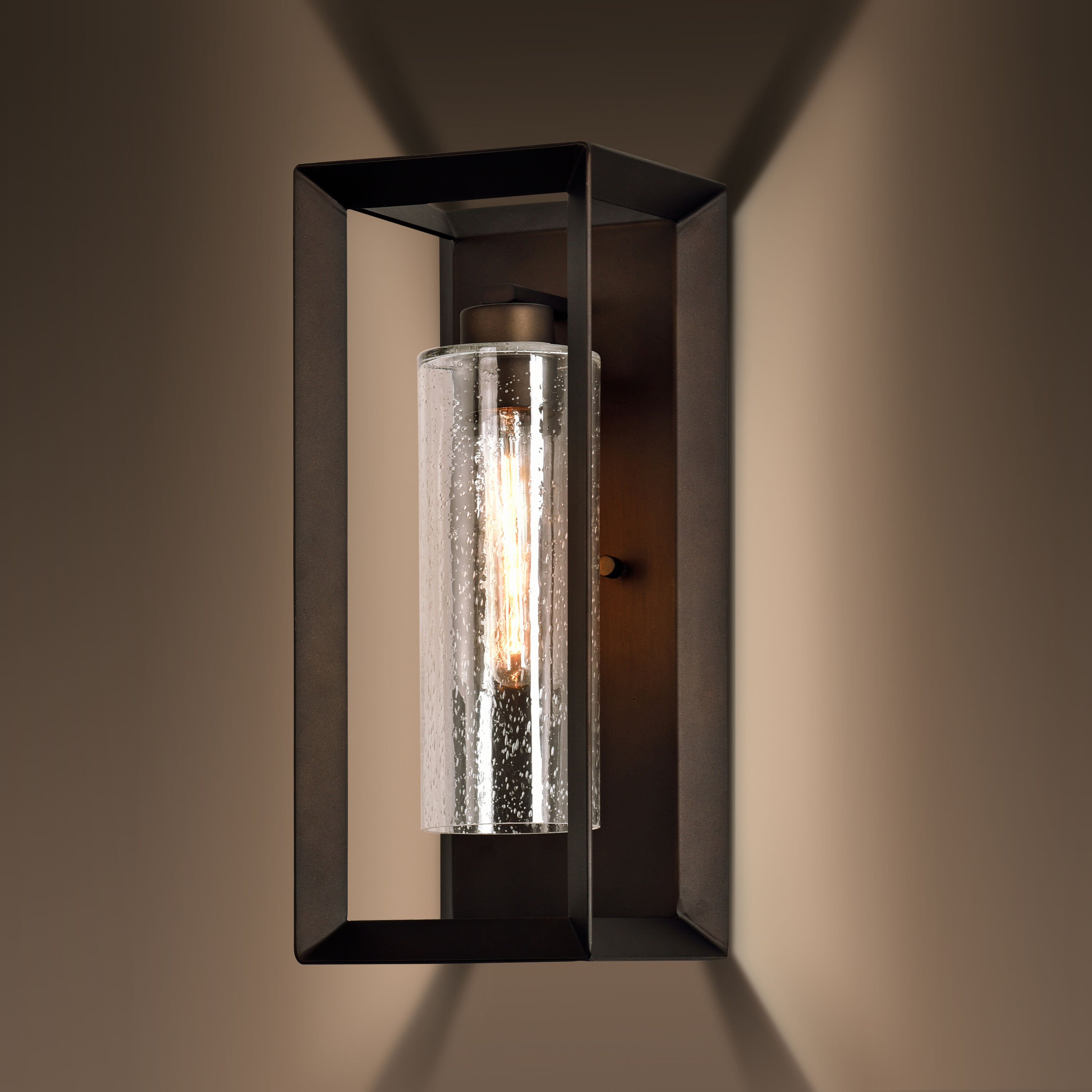 Bronze 17" Outdoor Wall Light with Seeded Glass