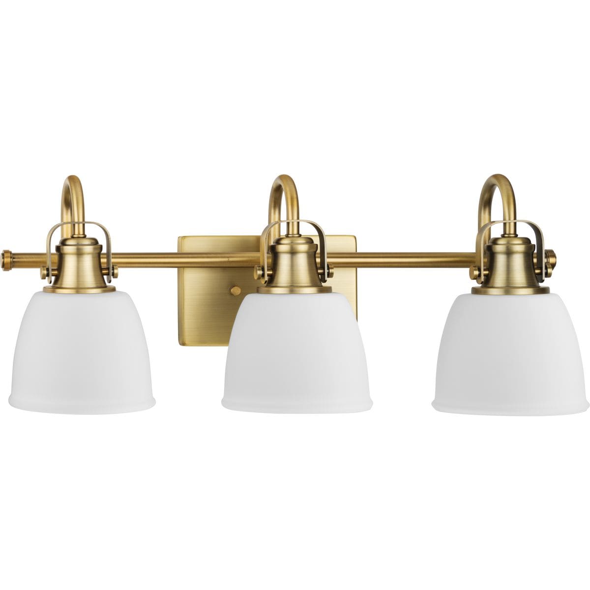 Progress Lighting Preston 7.37-in 3-Light Vintage Brass Led Farmhouse  Vanity Light in the Vanity Lights department at