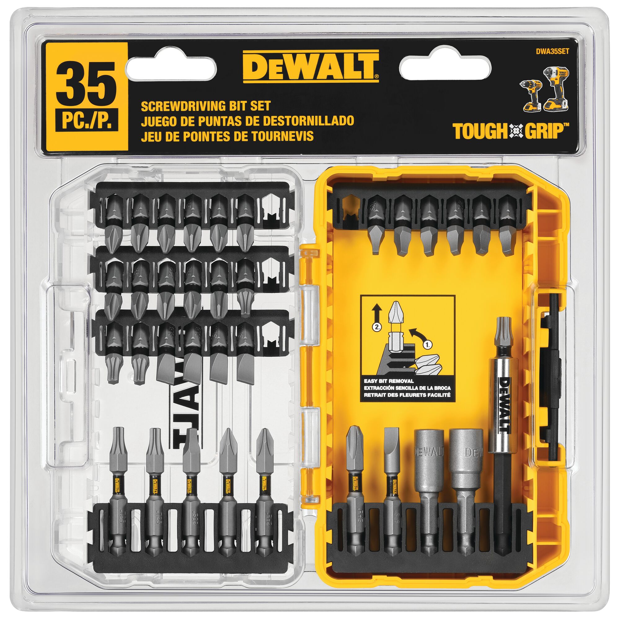 w/ Tough Case *NEW* AO4026277 Details about   Dewalt Screw Driver Bits 35 Piece Set DWAMF35 