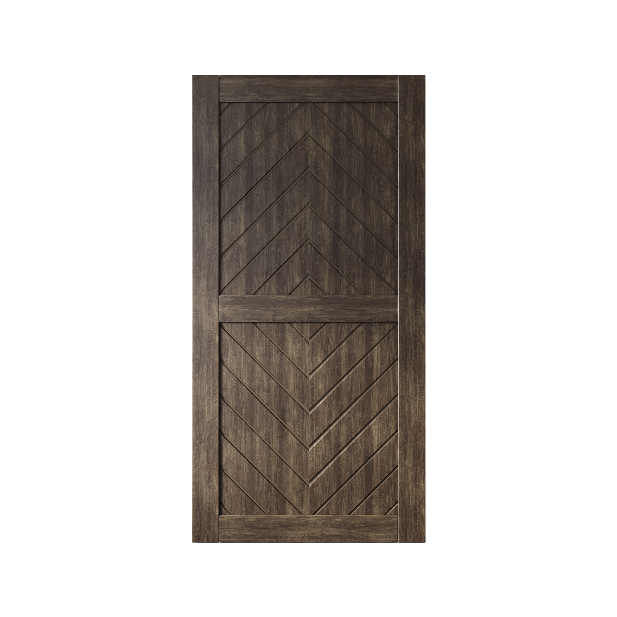 HOMACER JT2-4080-EB 40-in x 80-in Ebony Herringbone Pine Wood Solid core Single Barn Door (Hardware Not Included)