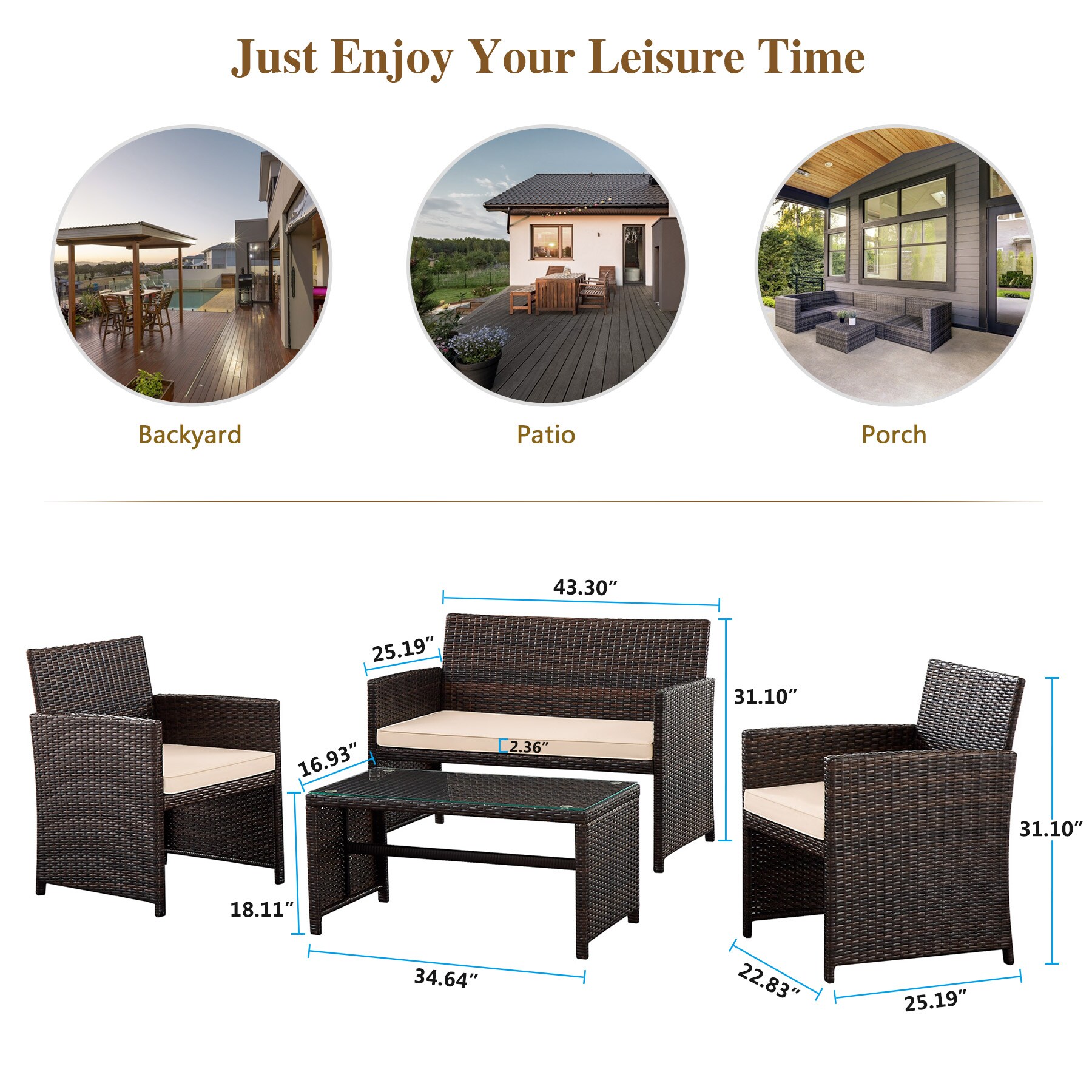 Tribesigns HOBS004-BNBN Patio-Sofas-Daybeds - View #6