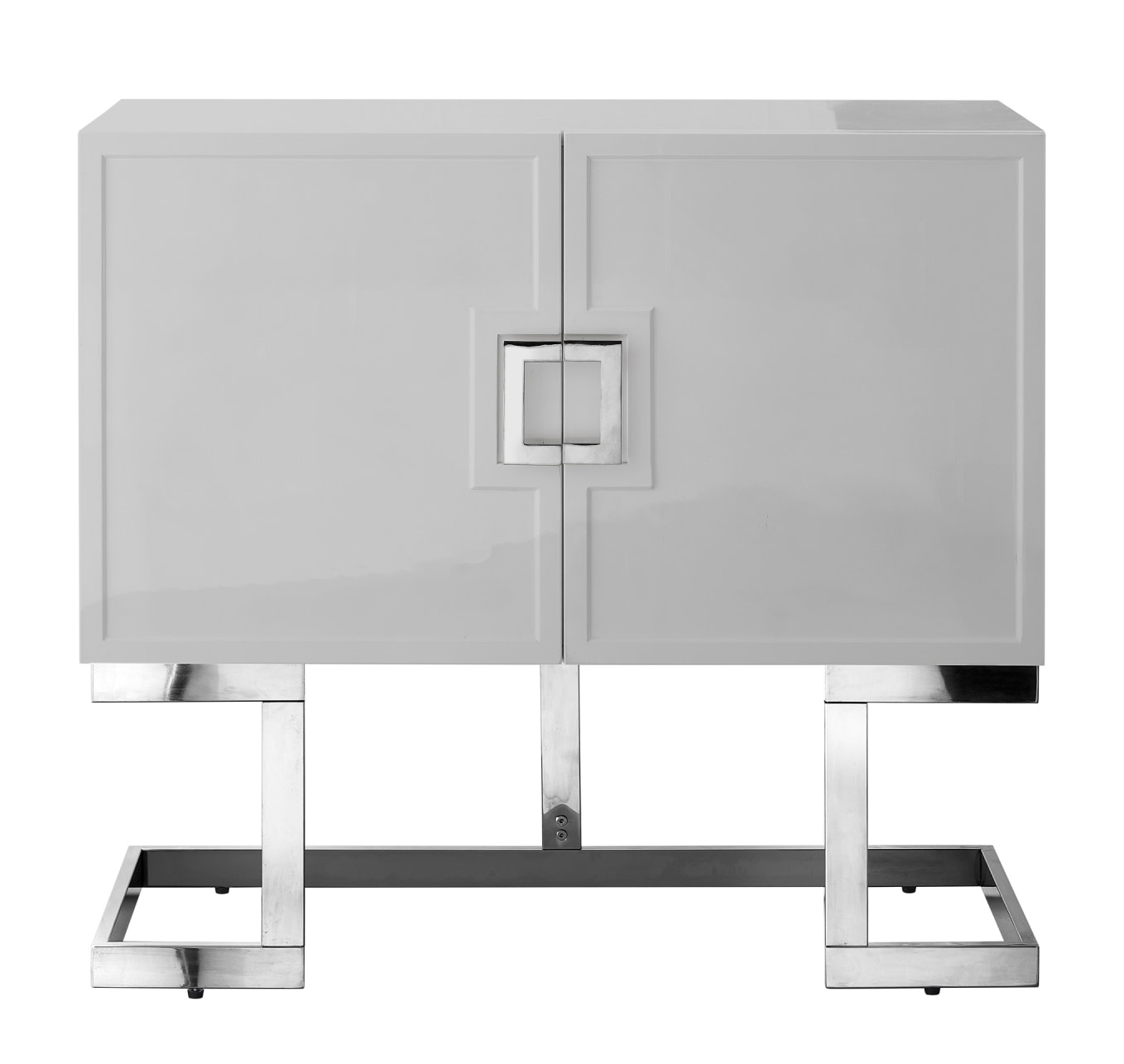 Nicole Miller NCA198-09LG-LS Olina Light Grey/Chrome Contemporary/Modern Metal Media Cabinet