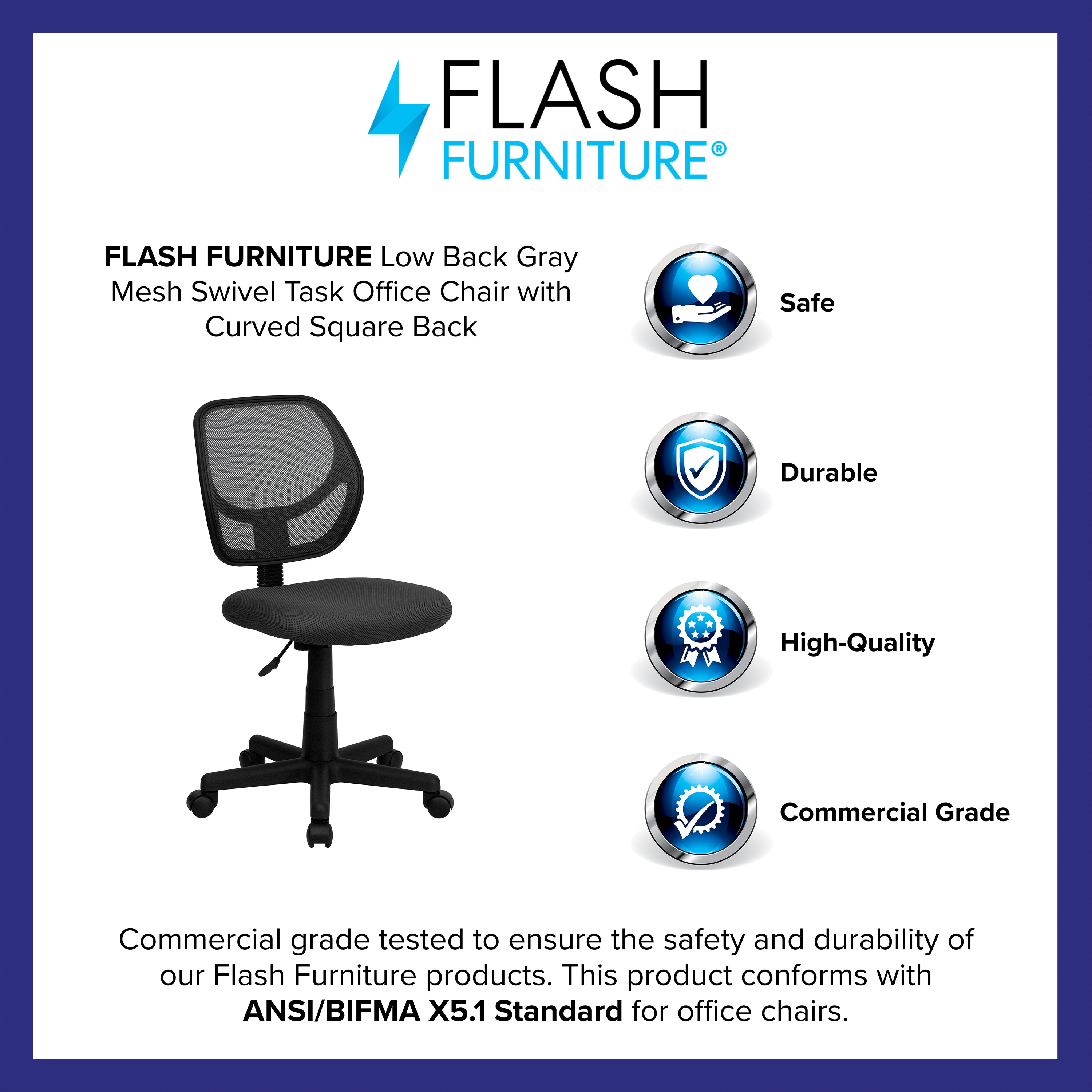 ErgoComfort 360 Swivel Mesh Task Chair with Lumbar Support, Gray and Black