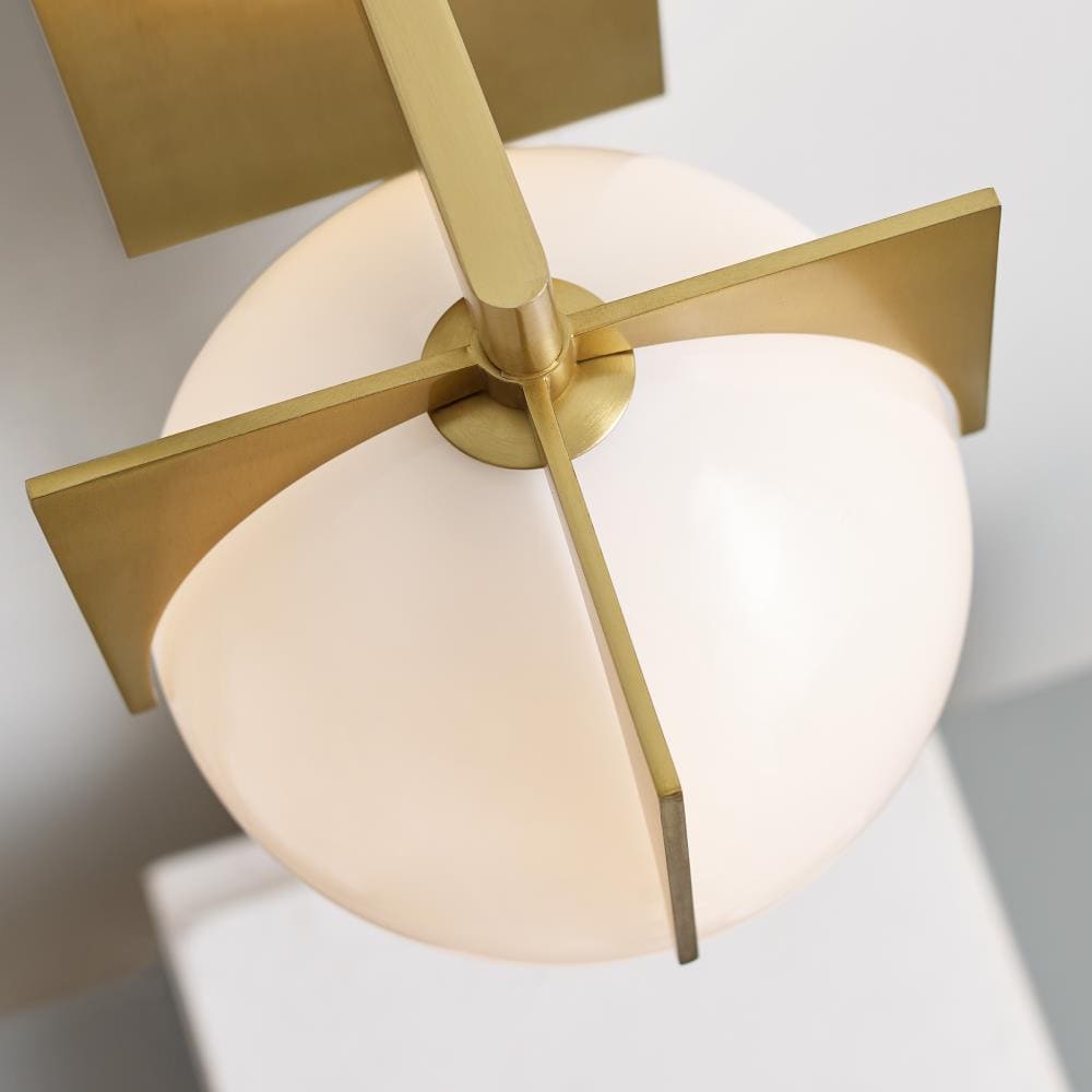 Abbott Retro-Inspired Burnished Brass Wall Sconce with Milk Glass Shade