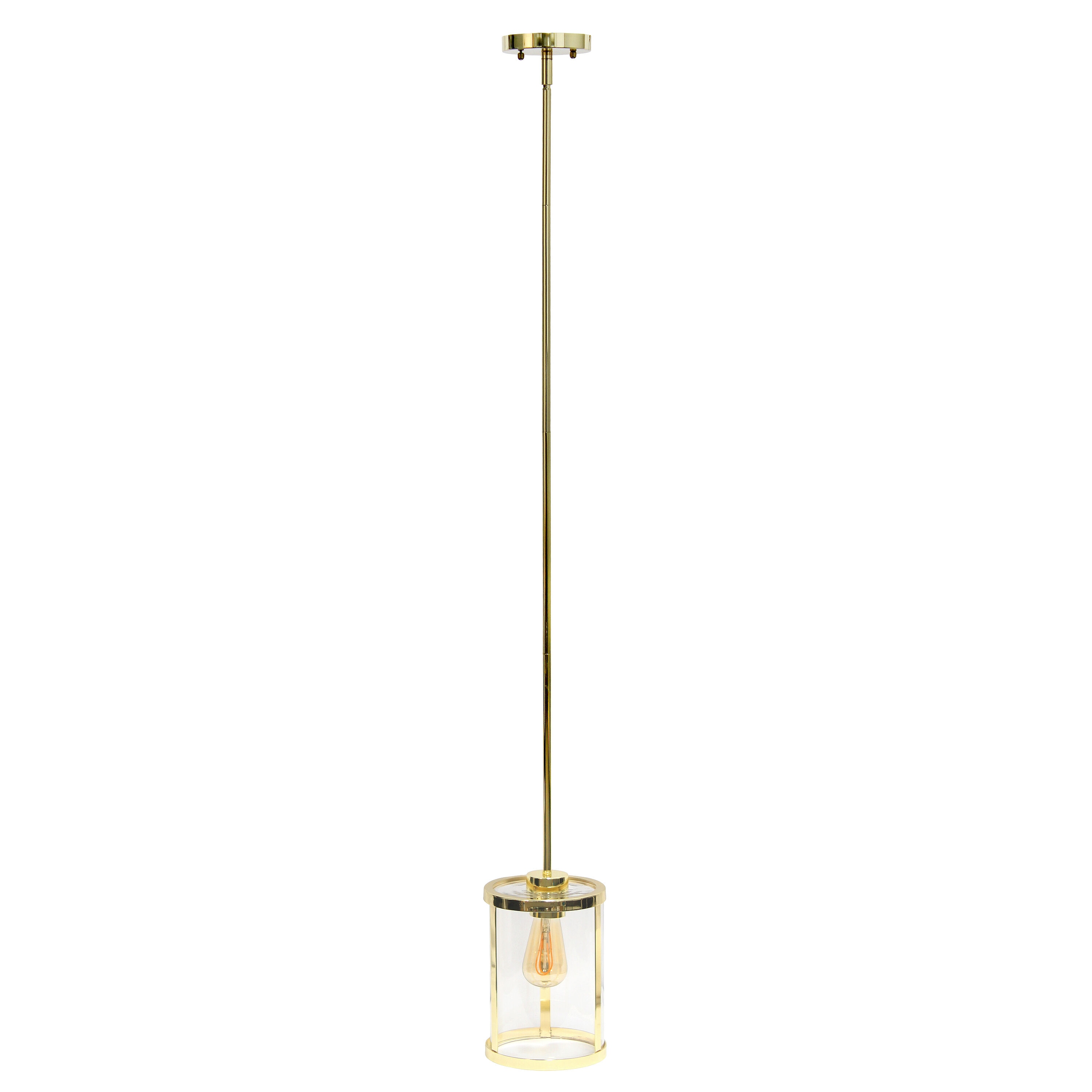 Lalia Home LHP-3002-GL Studio Loft Gold Traditional Clear glass Cylinder Mini Hanging Pendant light