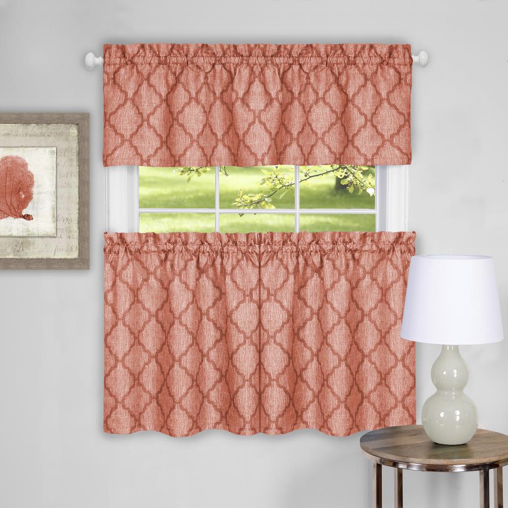 Achim COTV36OR12 Colby 36-Inches Orange Polyester Rod pocket Valance and tier set