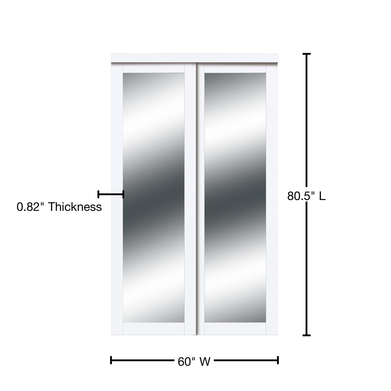 Harmony 60'' x 80'' White Mirrored MDF Sliding Closet Door