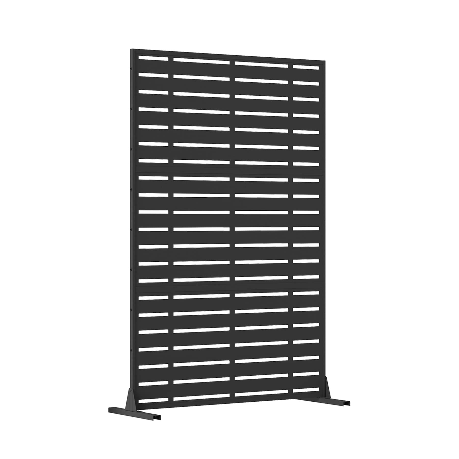 Vynxaria 72 in x 60 in Black 1 Panel Room Divider Steel Resin Decorative Screen Panel includes 1 Outdoor Privacy Fence with 4 Expansion Screws #LEXY3798DJKWPF031