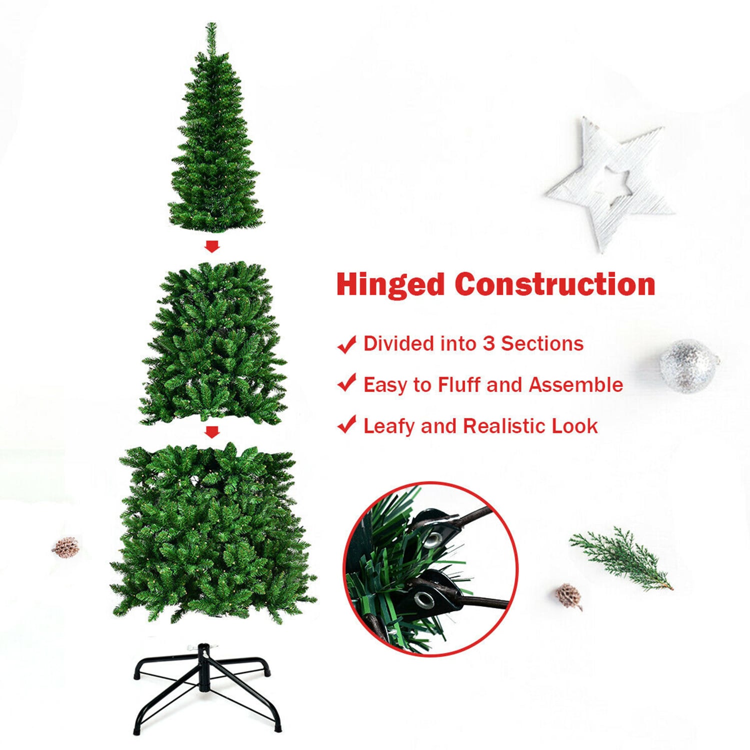 Forclover 7.5-ft Pre-lit Pencil Artificial Christmas Tree with LED ...