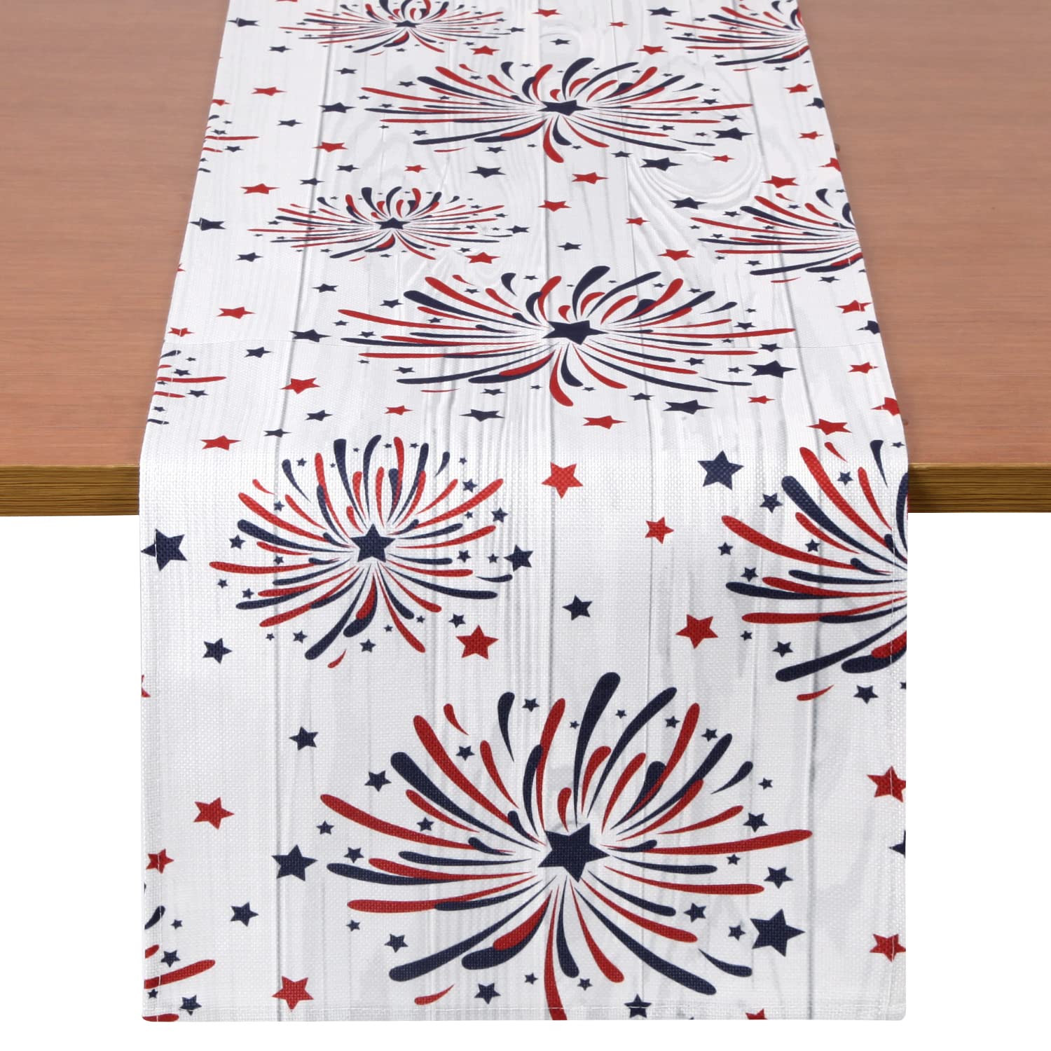 LILILIAN FMY  Fireworks Table Runner for 4th of July Patriotic Memorial Day Independence Day Holiday Kitchen Dining Table Decoration 13 by 70 Inch