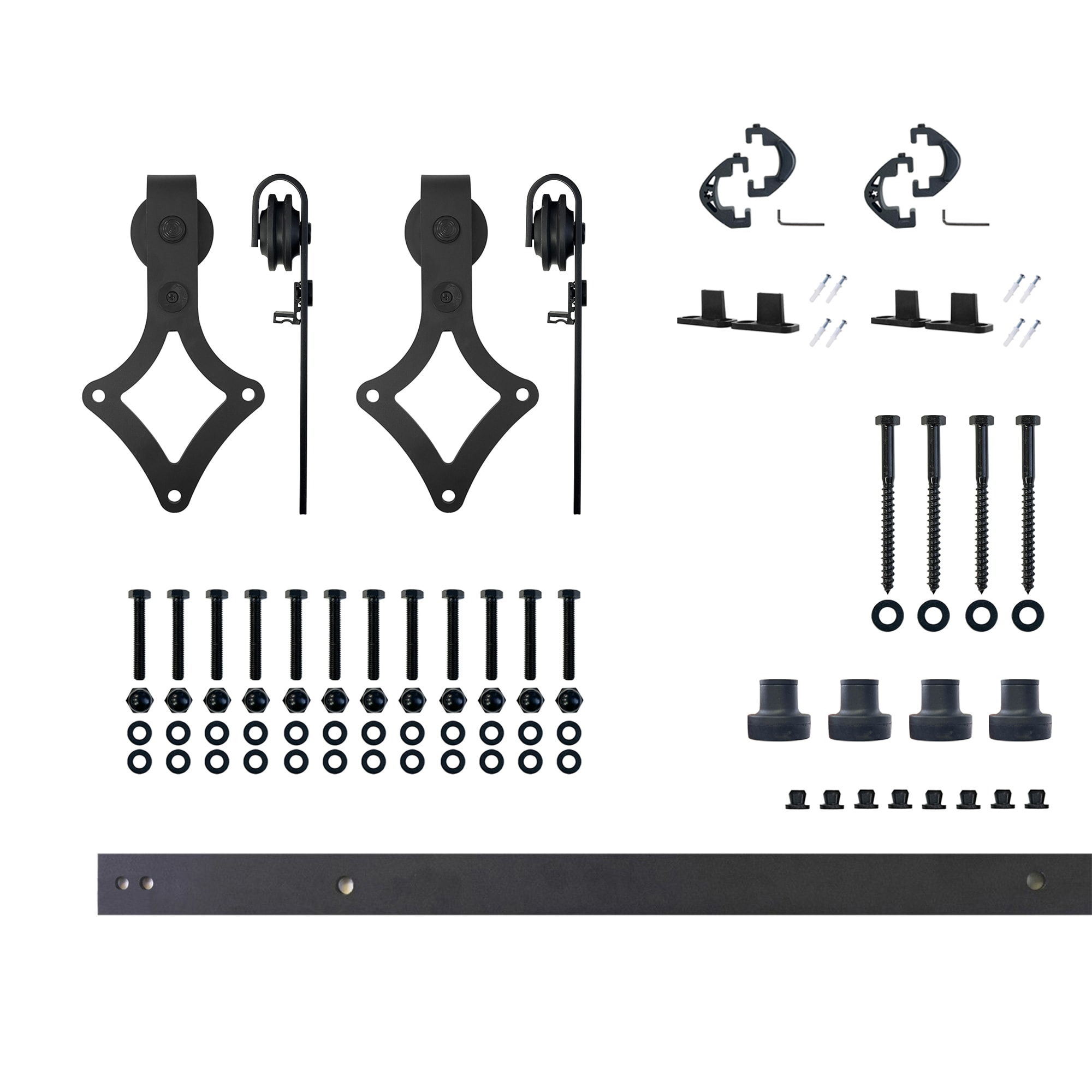 HOMACER LX2TGH066C 66-in Rustic black Black Indoor Diamond Double Barn door hardware kit