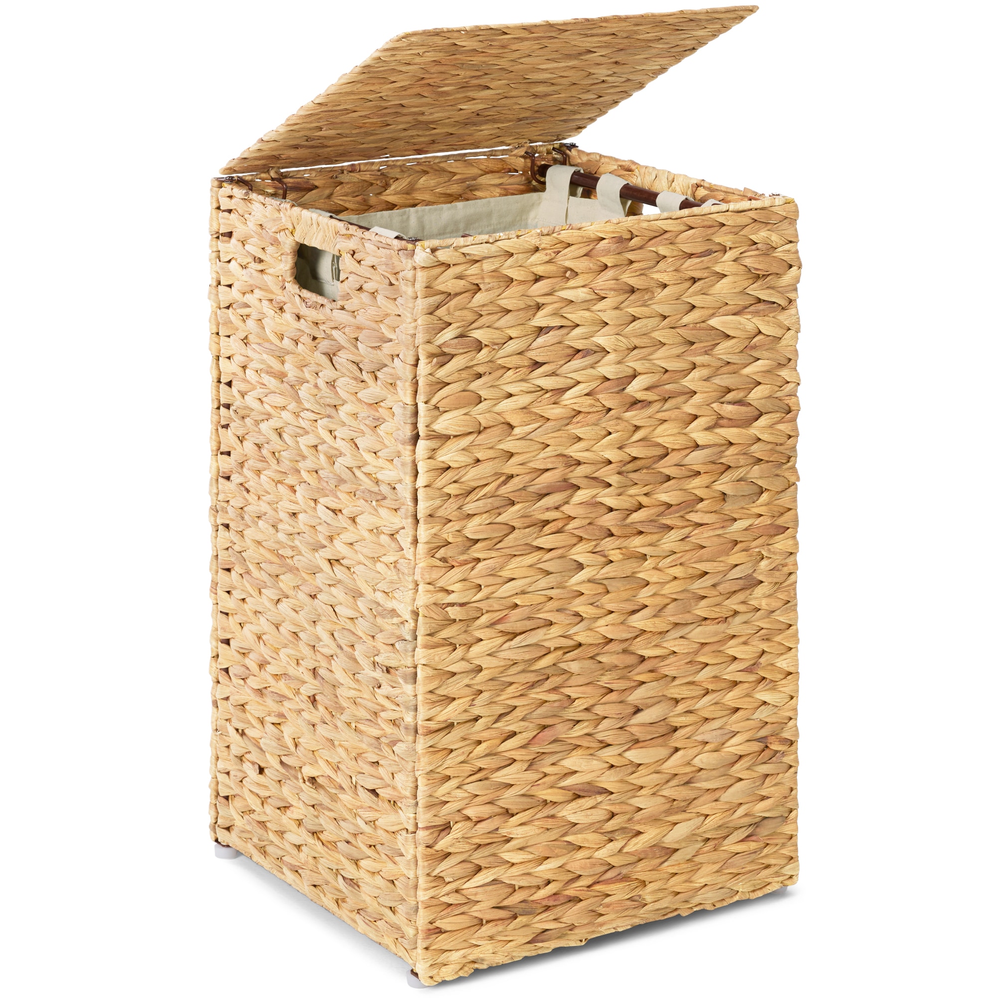 Best Choice Products  Small Laundry Hamper W/ Lid Handwoven Laundry Basket W/ Washable Liner  Handles - Natural