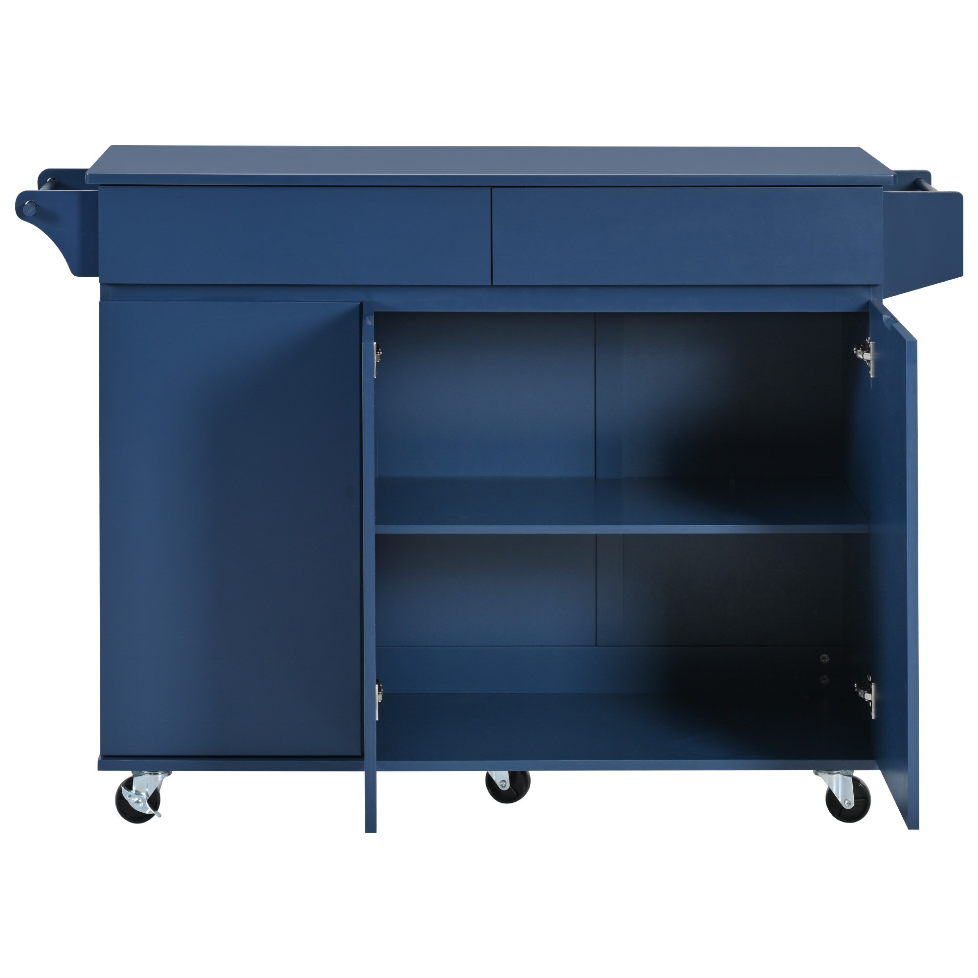Bybafun YB2600120 Blue MDF Base with MDF Wood Top Rolling Kitchen Island ( 27.6-Inches x 53.2-Inches x 36.3-Inches )