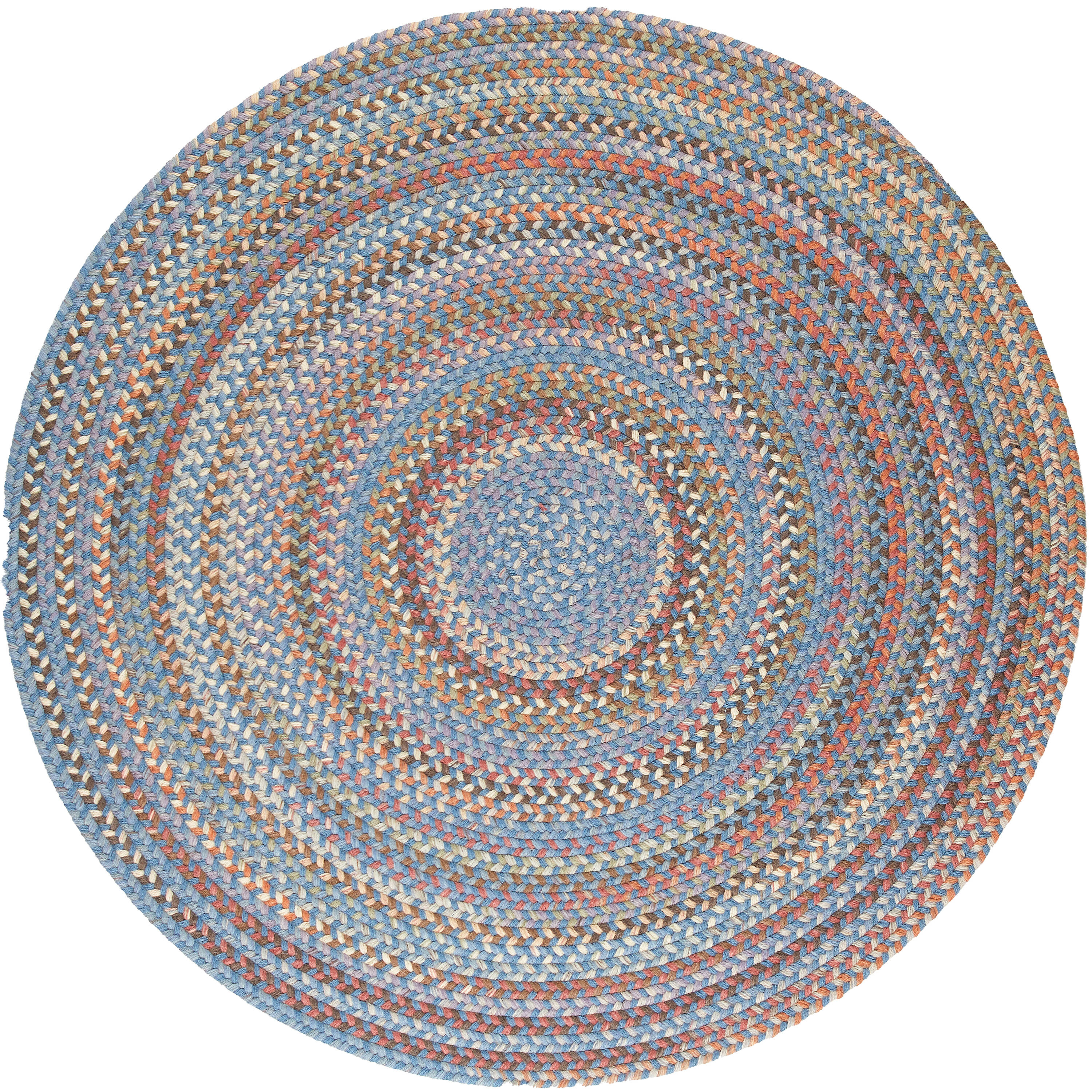 Rhody Rug BH97R048X048 4 x 4 (ft) Braided Wool Bluestone Round Indoor Geometric Area rug