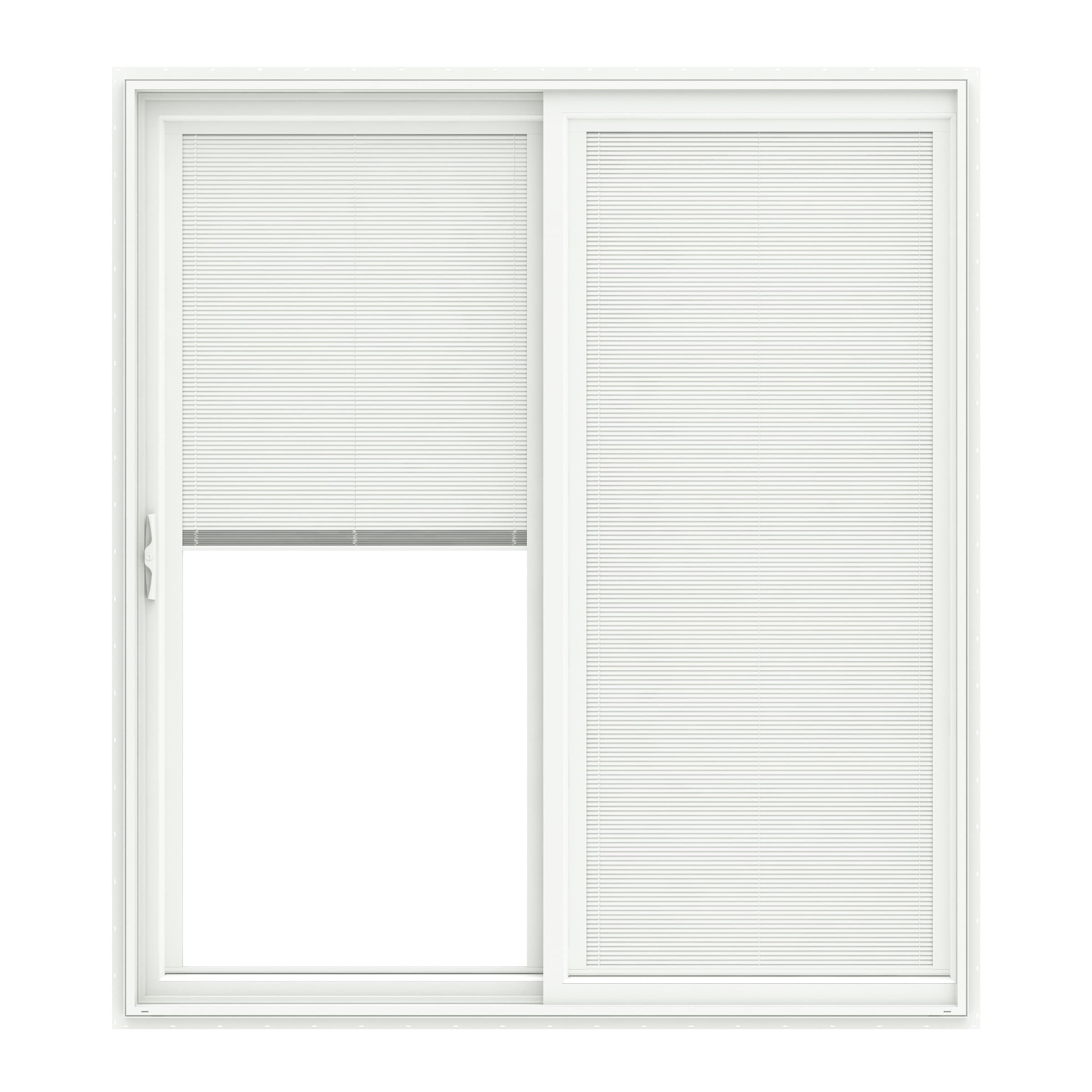 150 Series 72-in x 80-in Low-e Blinds Between The Glass White Vinyl Sliding Left-Hand Sliding Double Patio Door | - Pella 1000008978