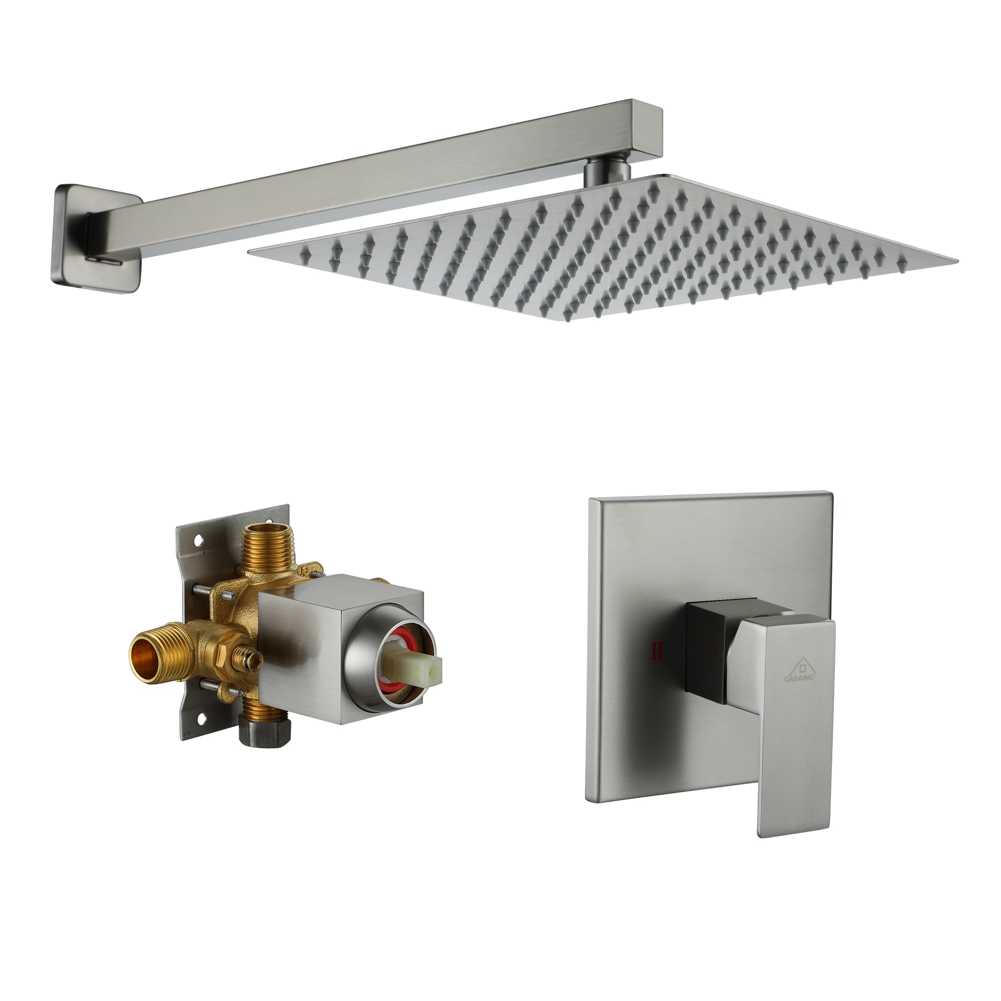 Clihome CHMS-MB-A3793 Brushed Nickel 10-in Built-In Shower Faucet System ( Pressure-balanced Valve Included )