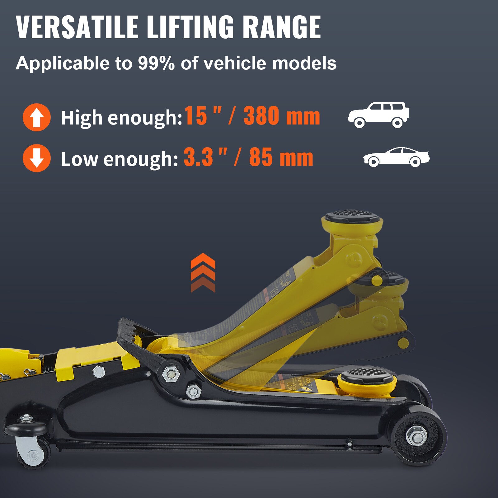 VEVOR Yellow 2.5-Ton Steel Hydraulic Floor Jack