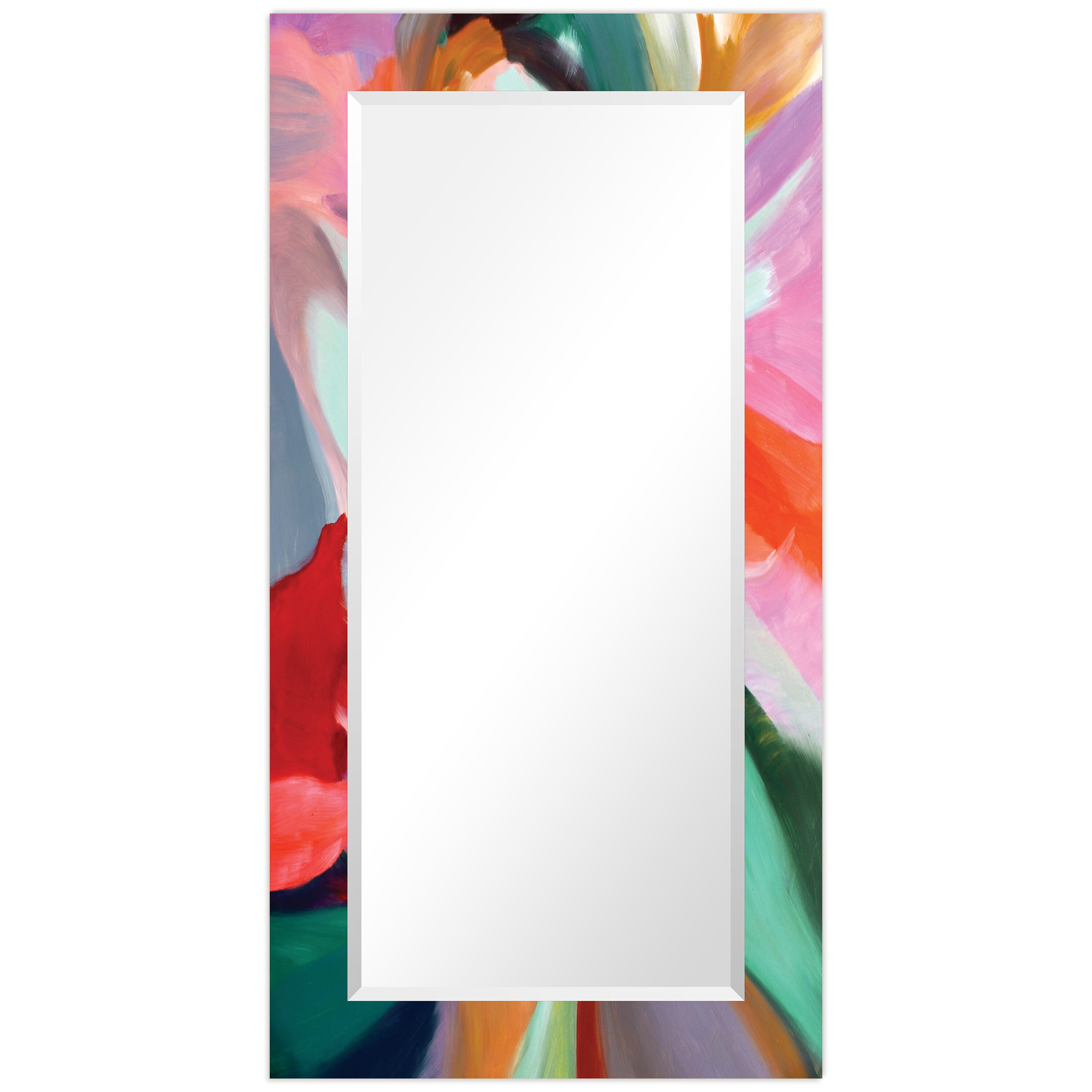Empire Art Direct TAM-137287-5428 "Intergrity of Chaos" Rectangular Beveled Wall Mounted Mirror on Free Floating Printed Tempered Art Glass 54"x28"