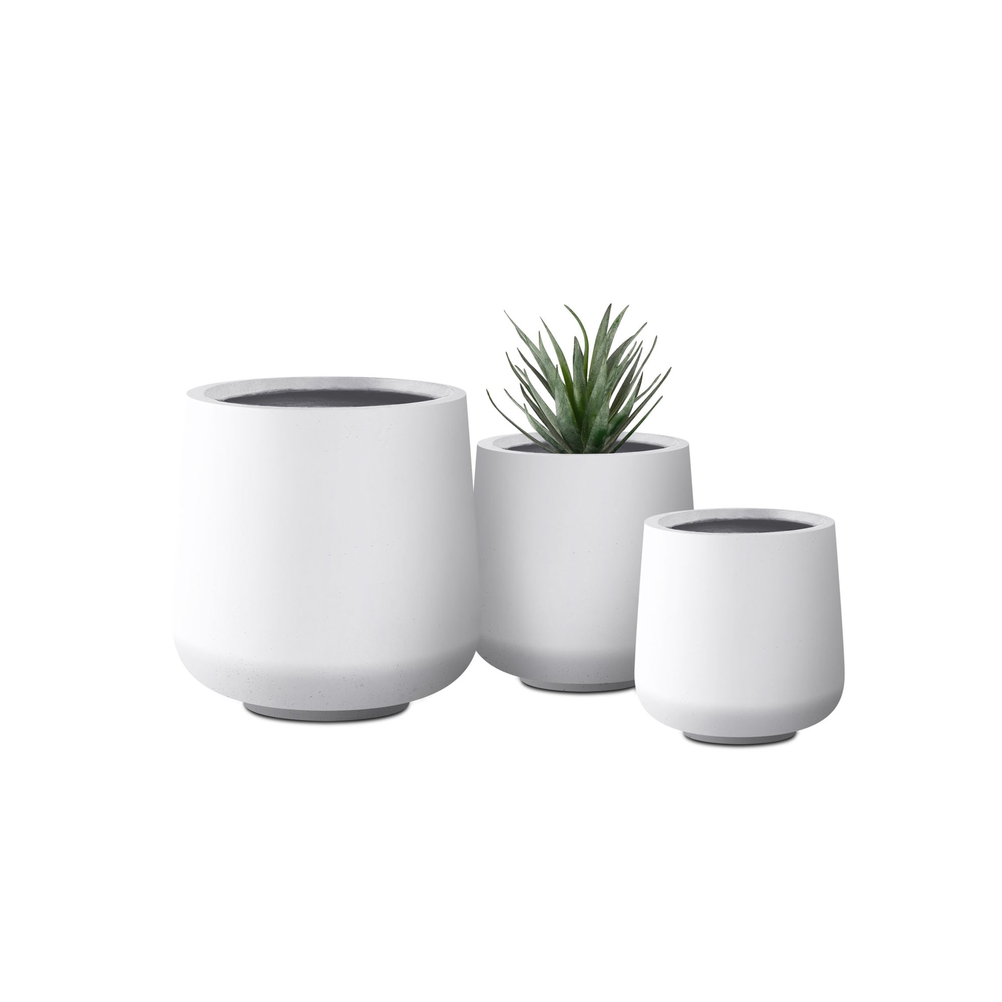 PLANTARA PA1522S3-8011 3 -Pack Round 17.3-in W x 17.3-in H x White Fiberglass Contemporary/Modern Indoor/Outdoor Planter