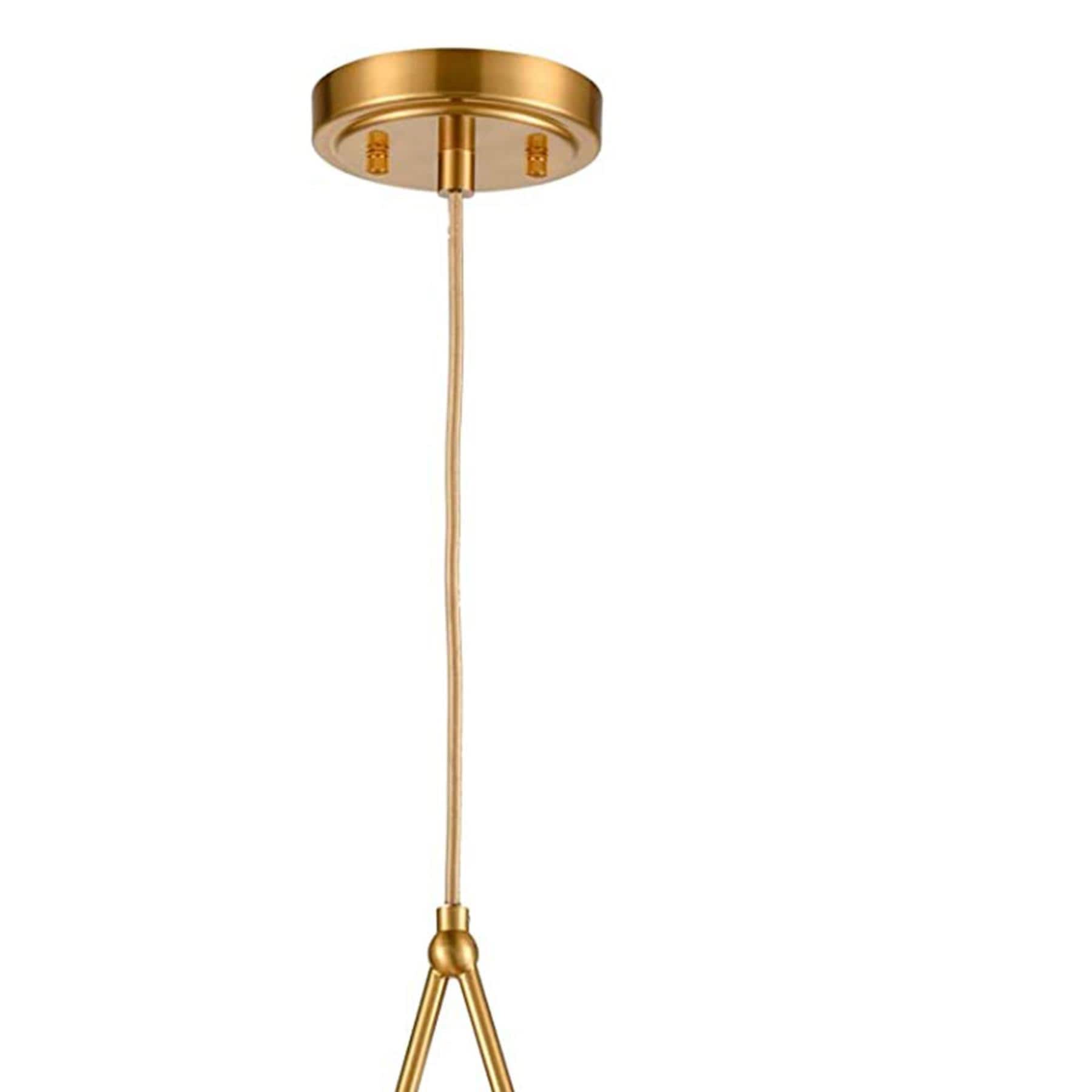 Gold Brass Teardrop Pendant Lamp with Milk Glass Globe Shade